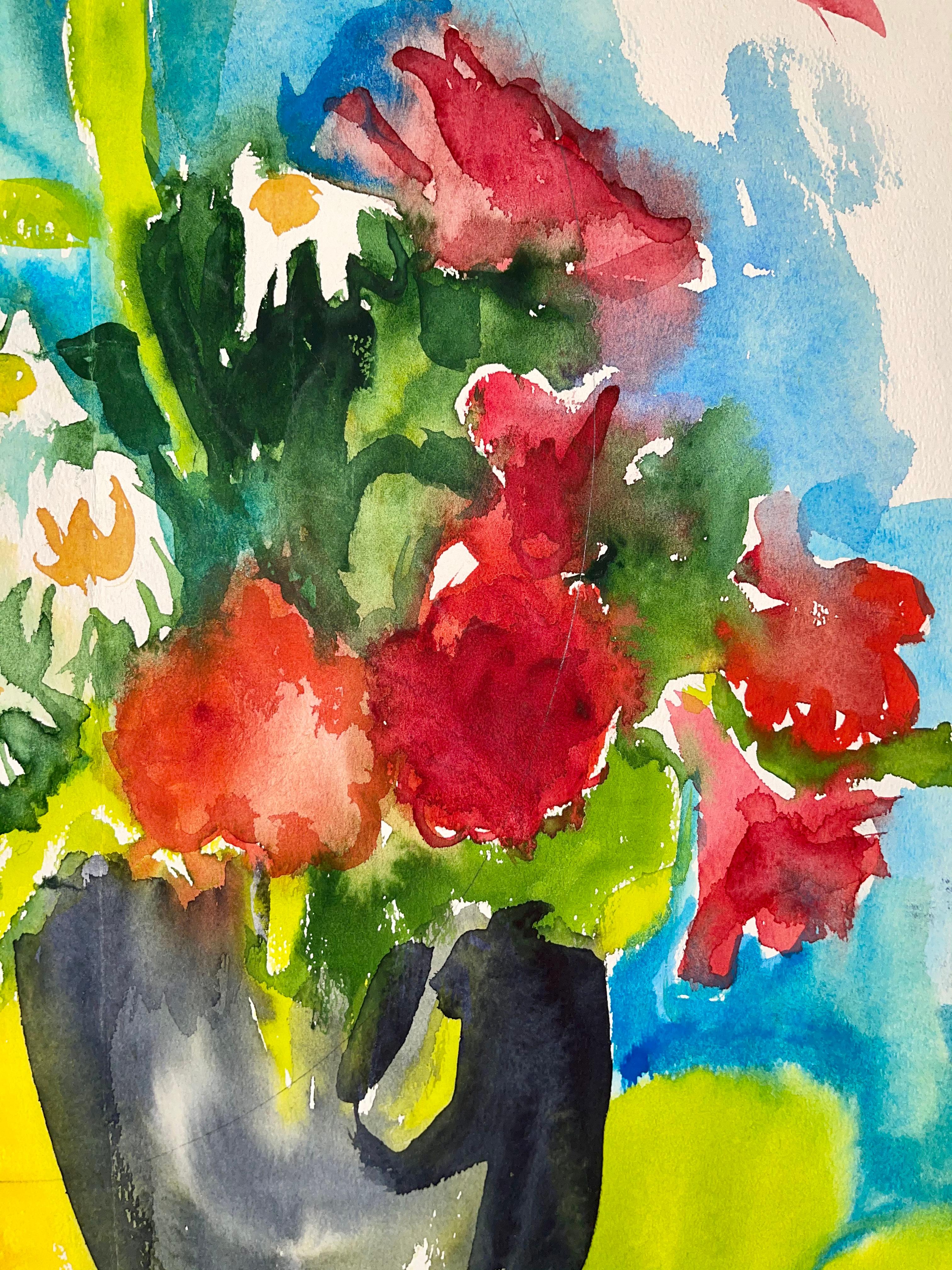 Sin título (Naturaleza muerta abstracta con flores y frutas) en venta 1