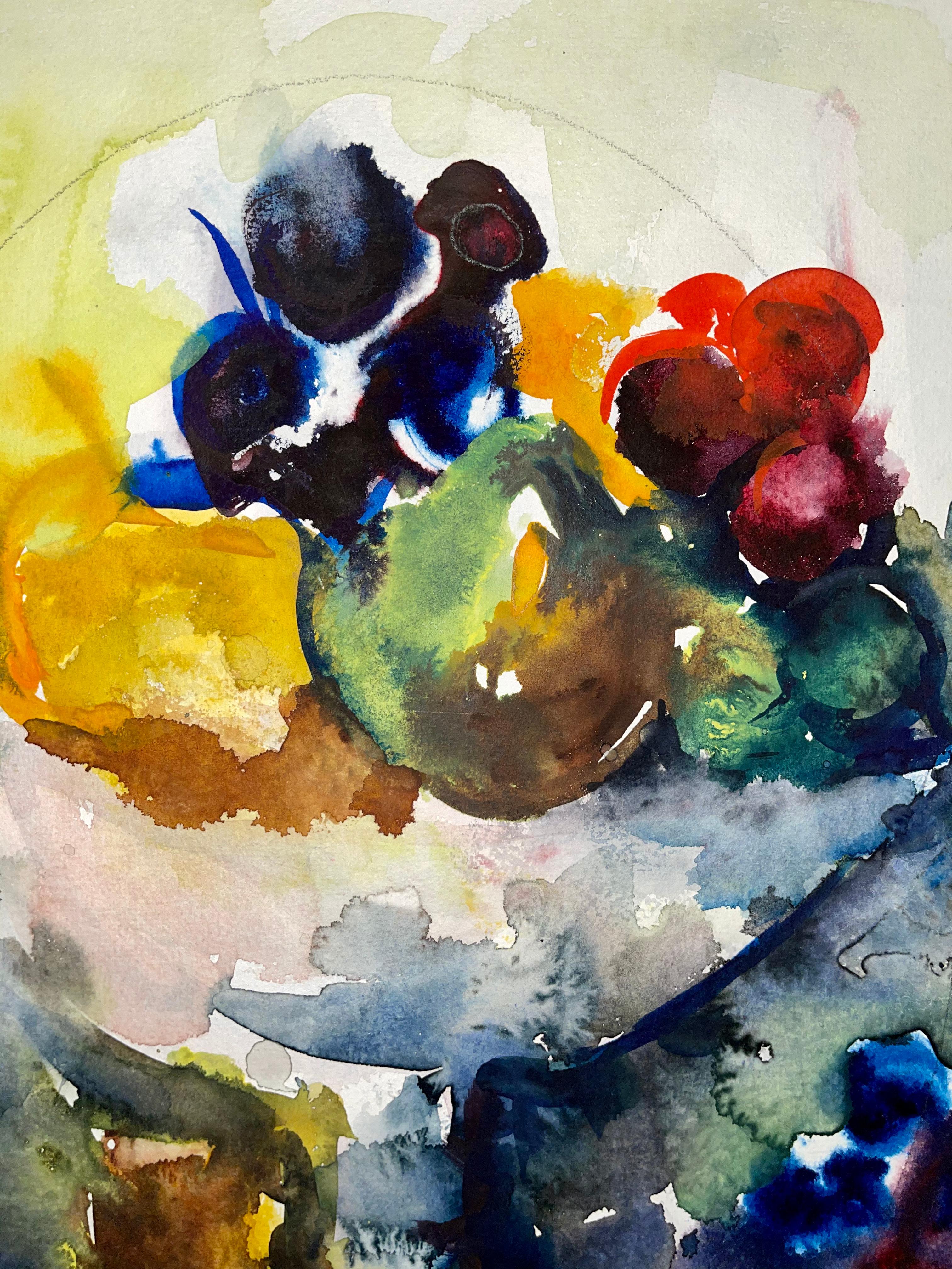 Artist: Ian Hornak (1944-2002)
Title: Untitled (Abstract Still Life with Flowers and Fruit)
Year: 1963
Medium: Watercolor on heavy archival paper
Size: 29.5 x 21 inches
Condition: Good
Provenance: Estate of Ian Hornak, East Hampton, NY
Notes: A rare