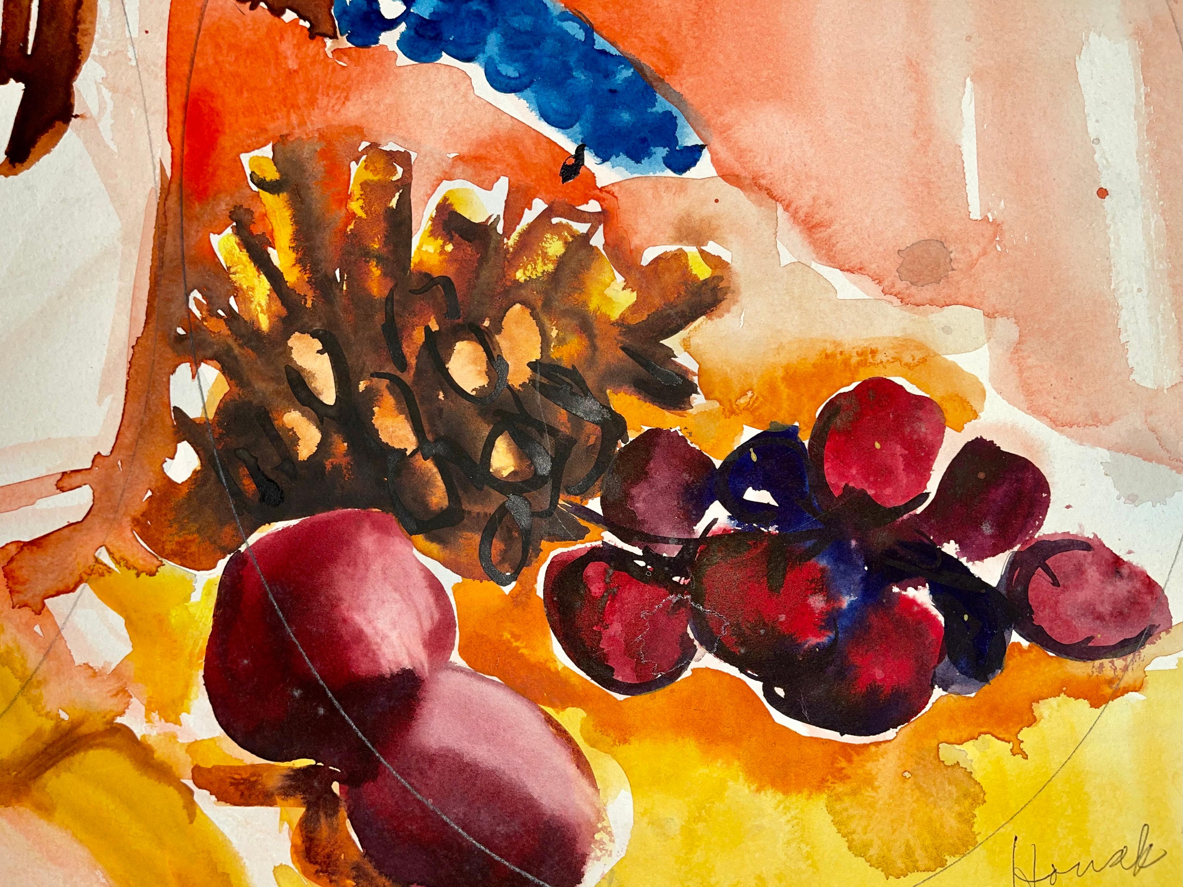 Sin título (Naturaleza muerta abstracta con flores y frutas) en venta 2