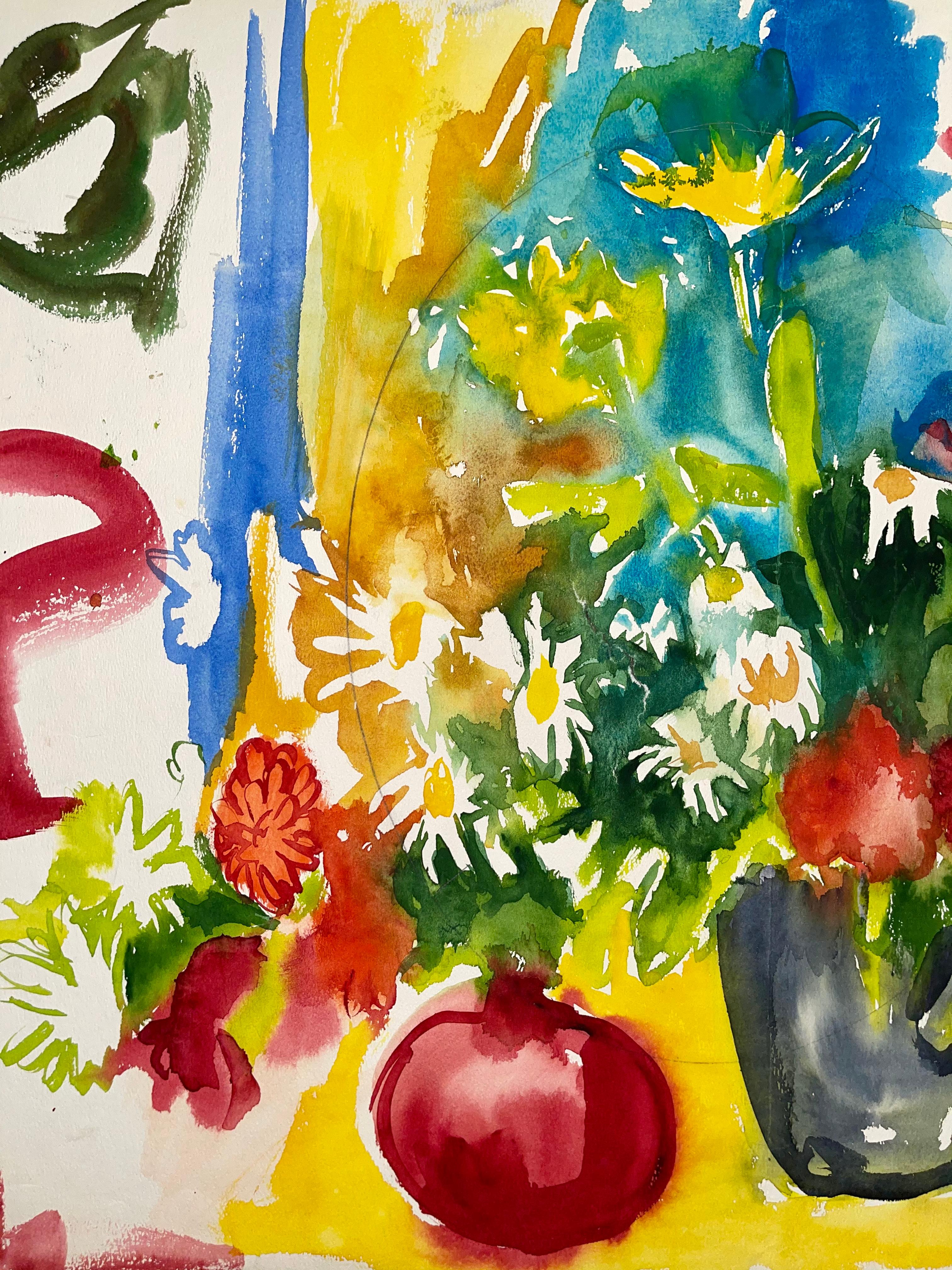 Sin título (Naturaleza muerta abstracta con flores y frutas) en venta 2