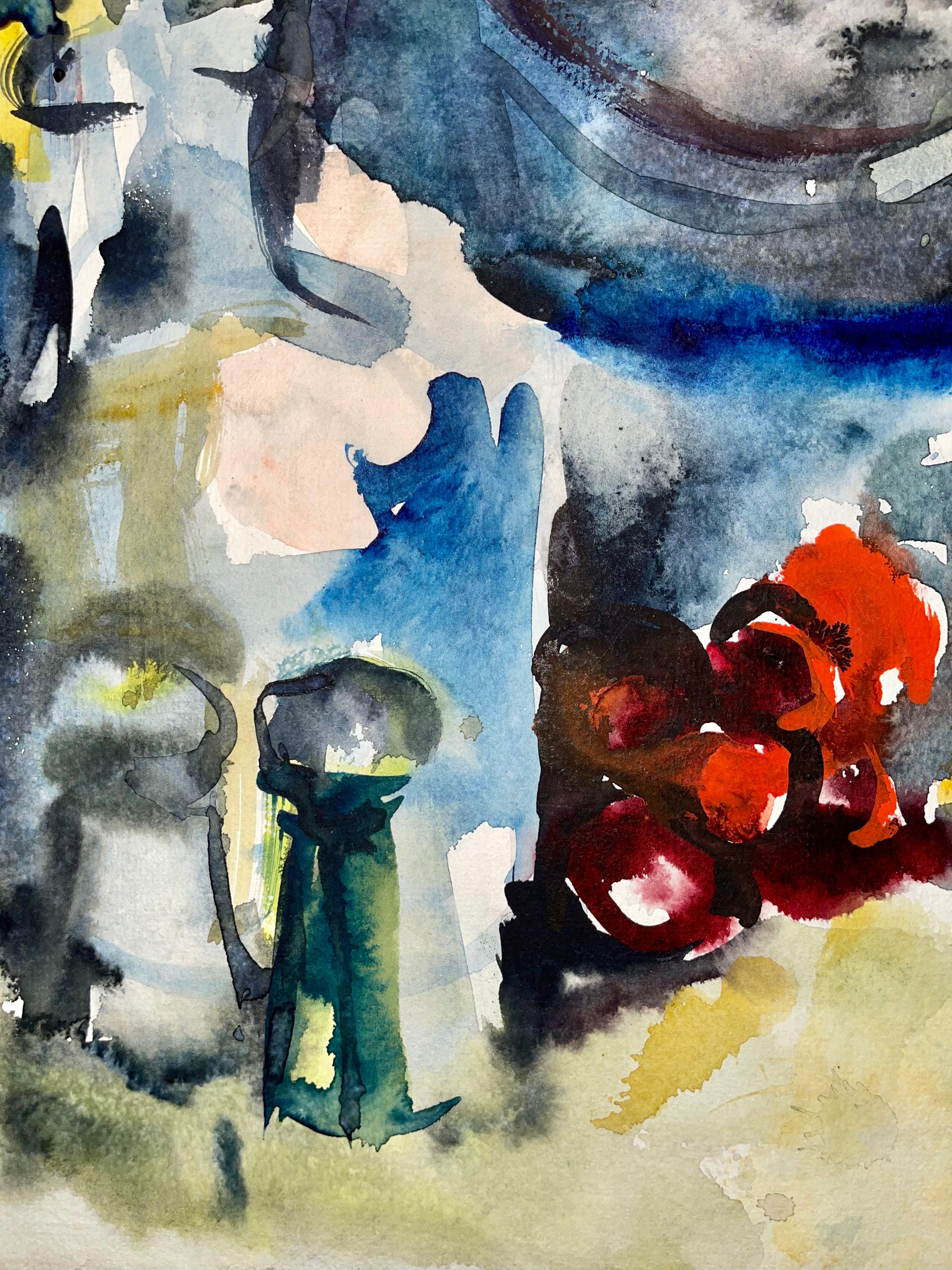 Artist: Ian Hornak (1944-2002)
Title: Untitled (Abstract Still Life with Flowers and Fruit)
Year: 1963
Medium: Watercolor on heavy archival paper
Size: 29.5 x 21 inches
Condition: Good
Provenance: Estate of Ian Hornak, East Hampton, NY
Notes: A rare