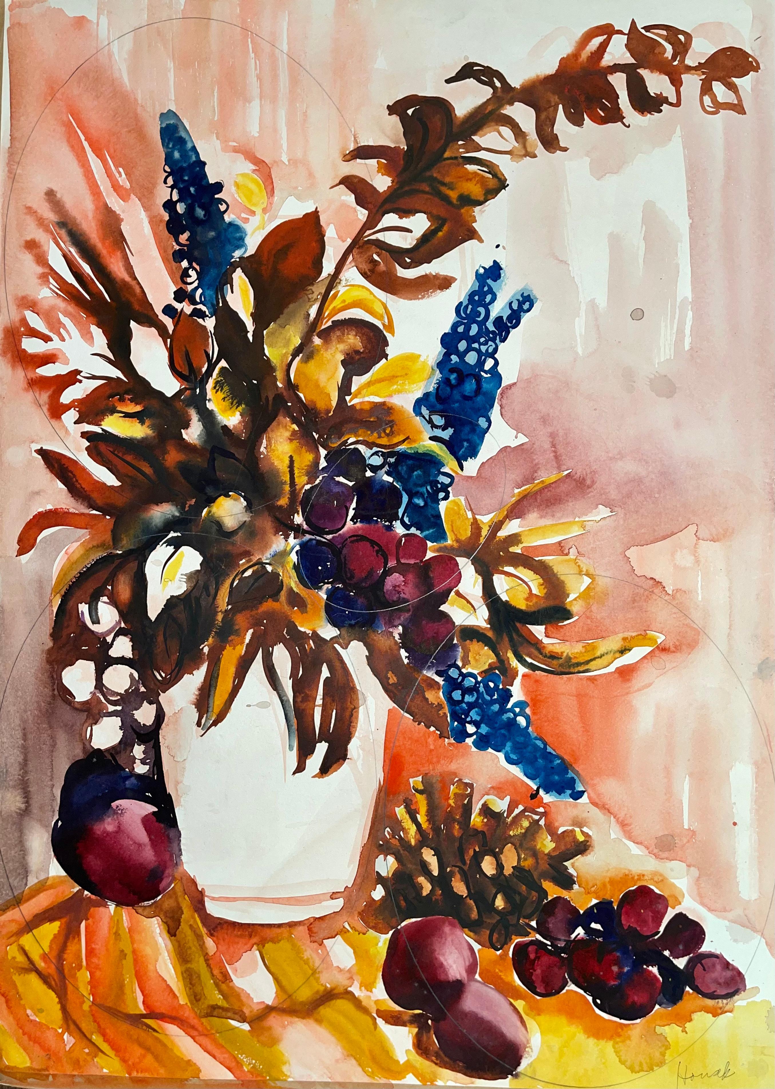 Sin título (Naturaleza muerta abstracta con flores y frutas)