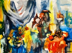 Senza titolo (Natura morta astratta con fiori e frutta)