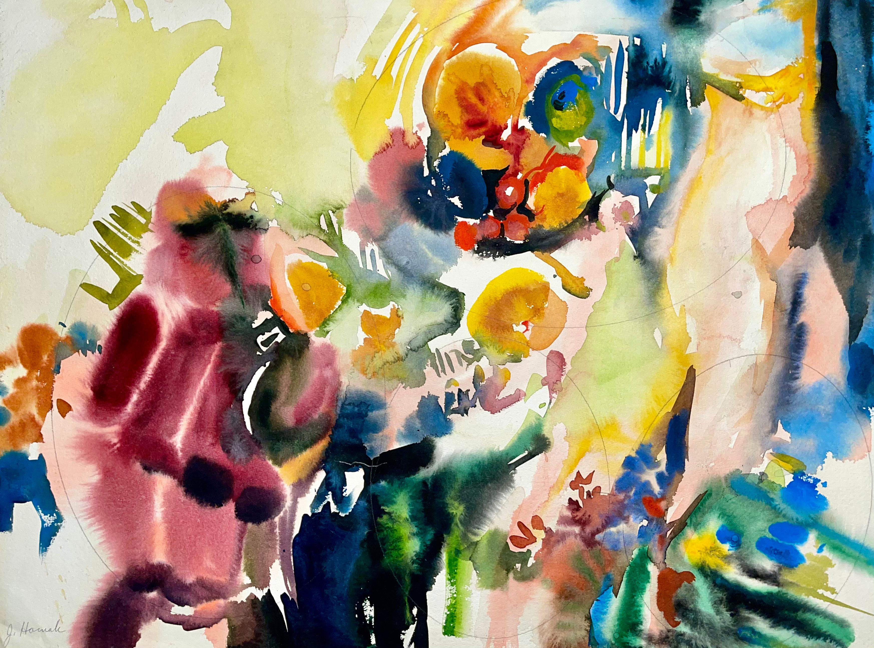 Ohne Titel (Abstraktes Stillleben mit Blumen und Früchten)