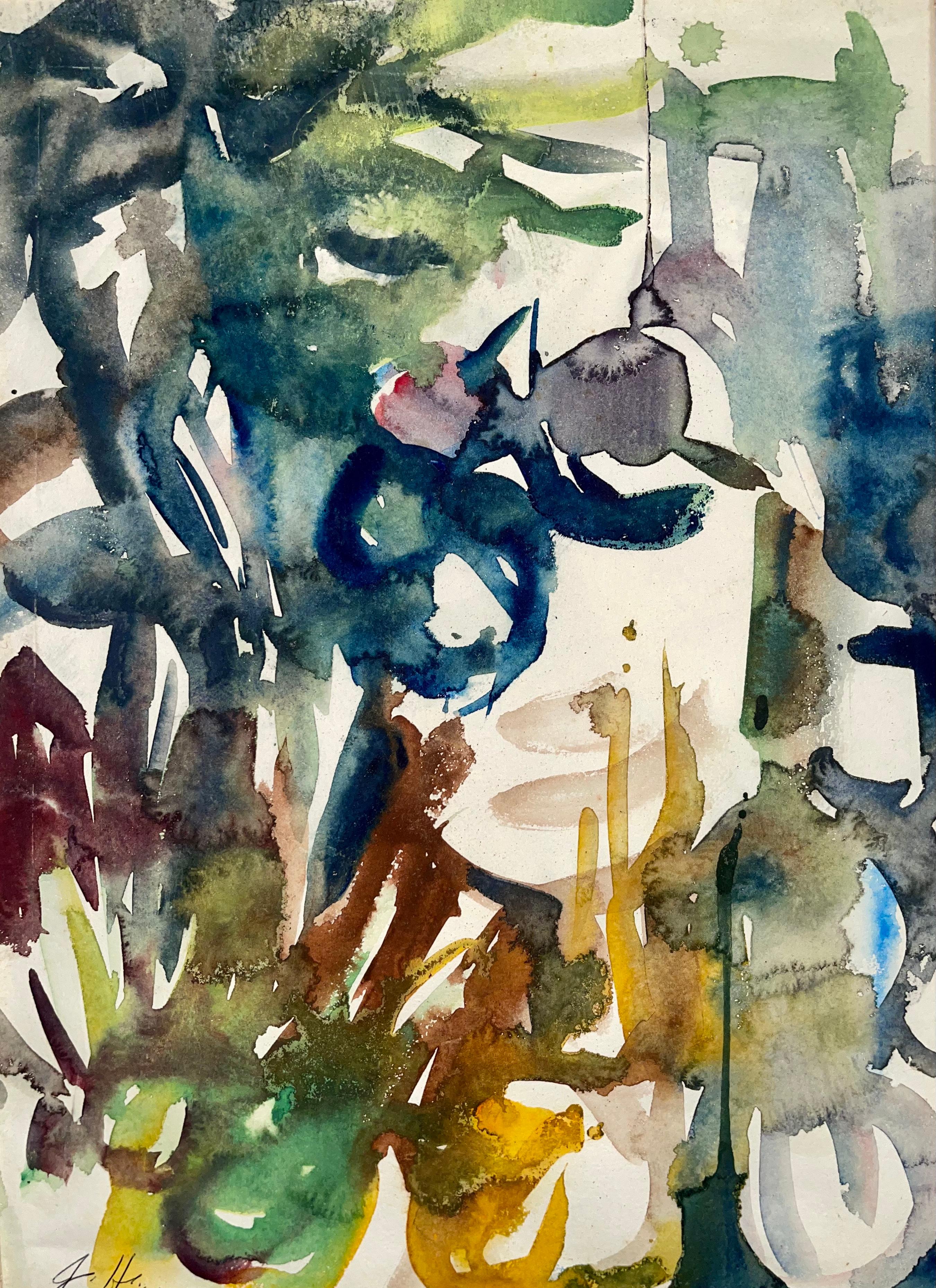 Ian Hornak Interior Painting - Untitled (Abstract Still Life with Flowers and Fruit)