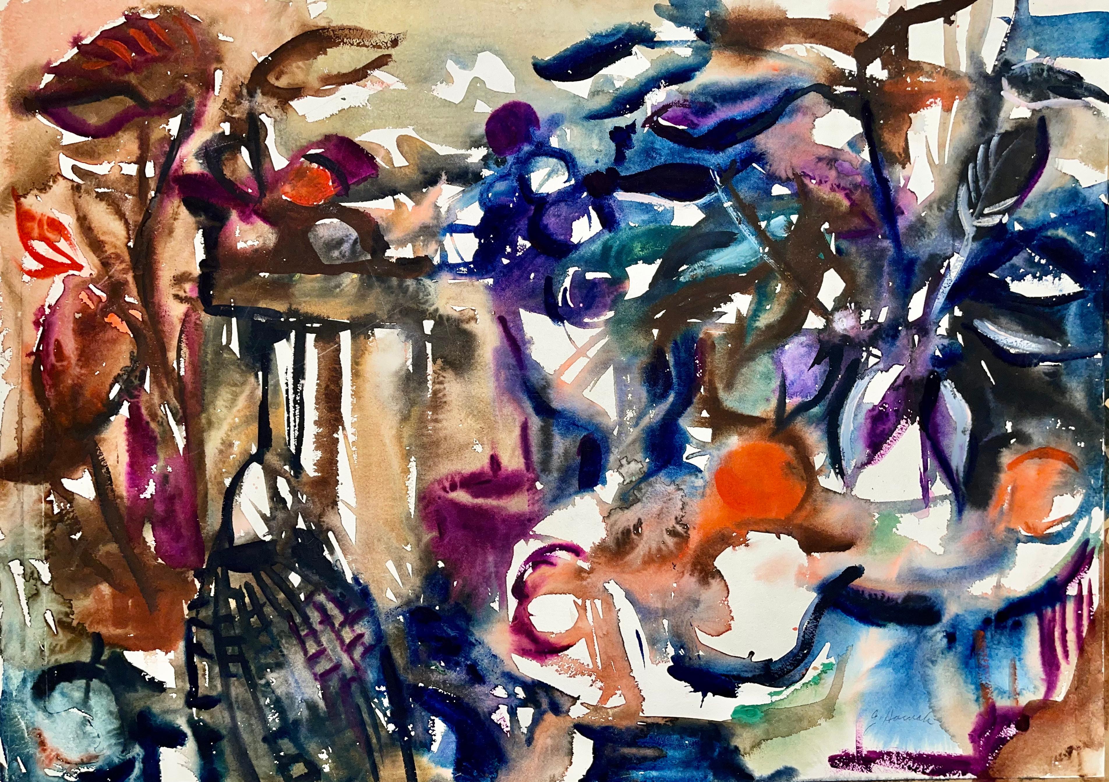Sin título (Naturaleza muerta abstracta con flores y fruta), Ian Hornak