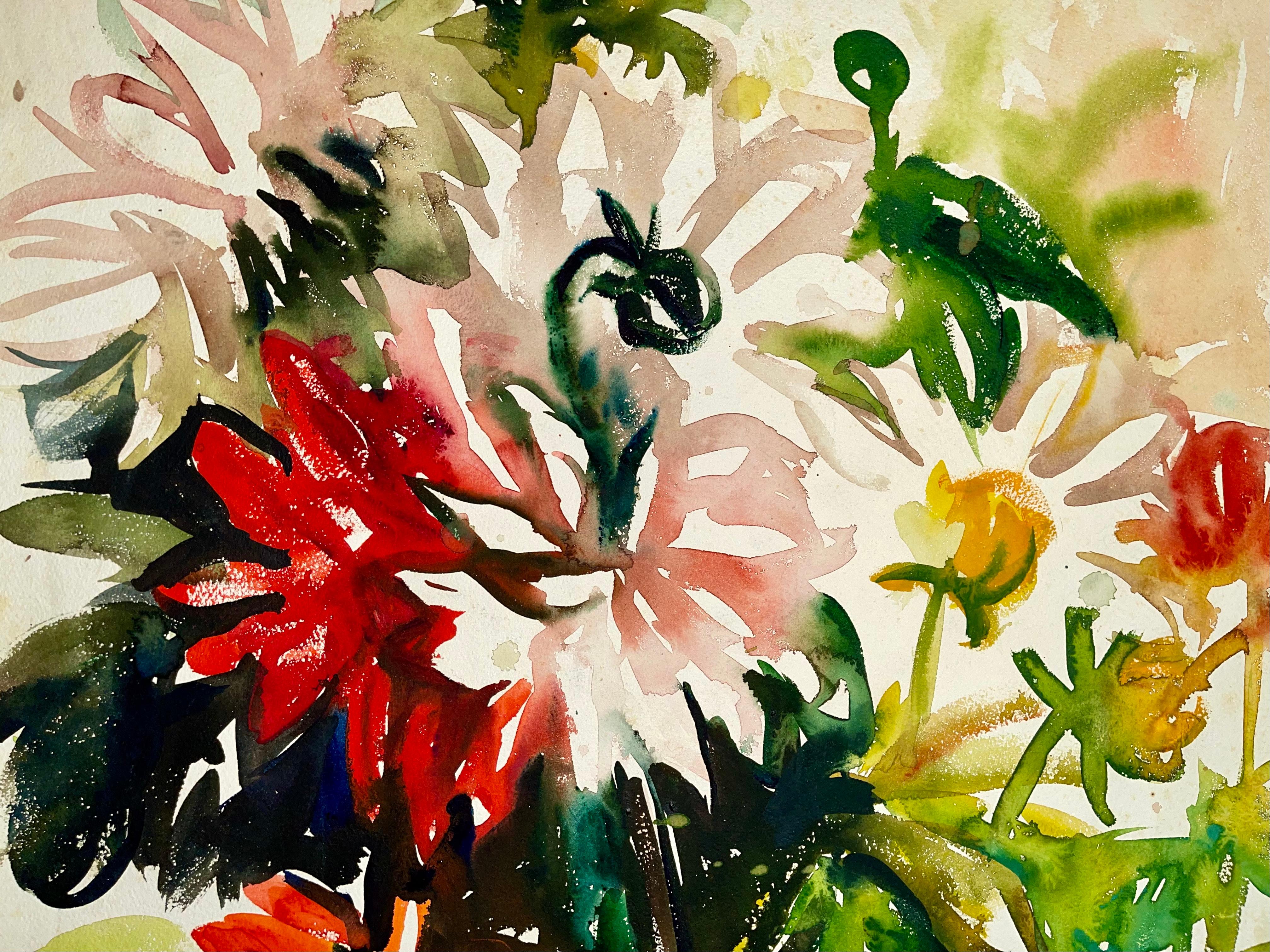Sans titre ( Nature morte abstraite avec fleurs) - Painting de Ian Hornak