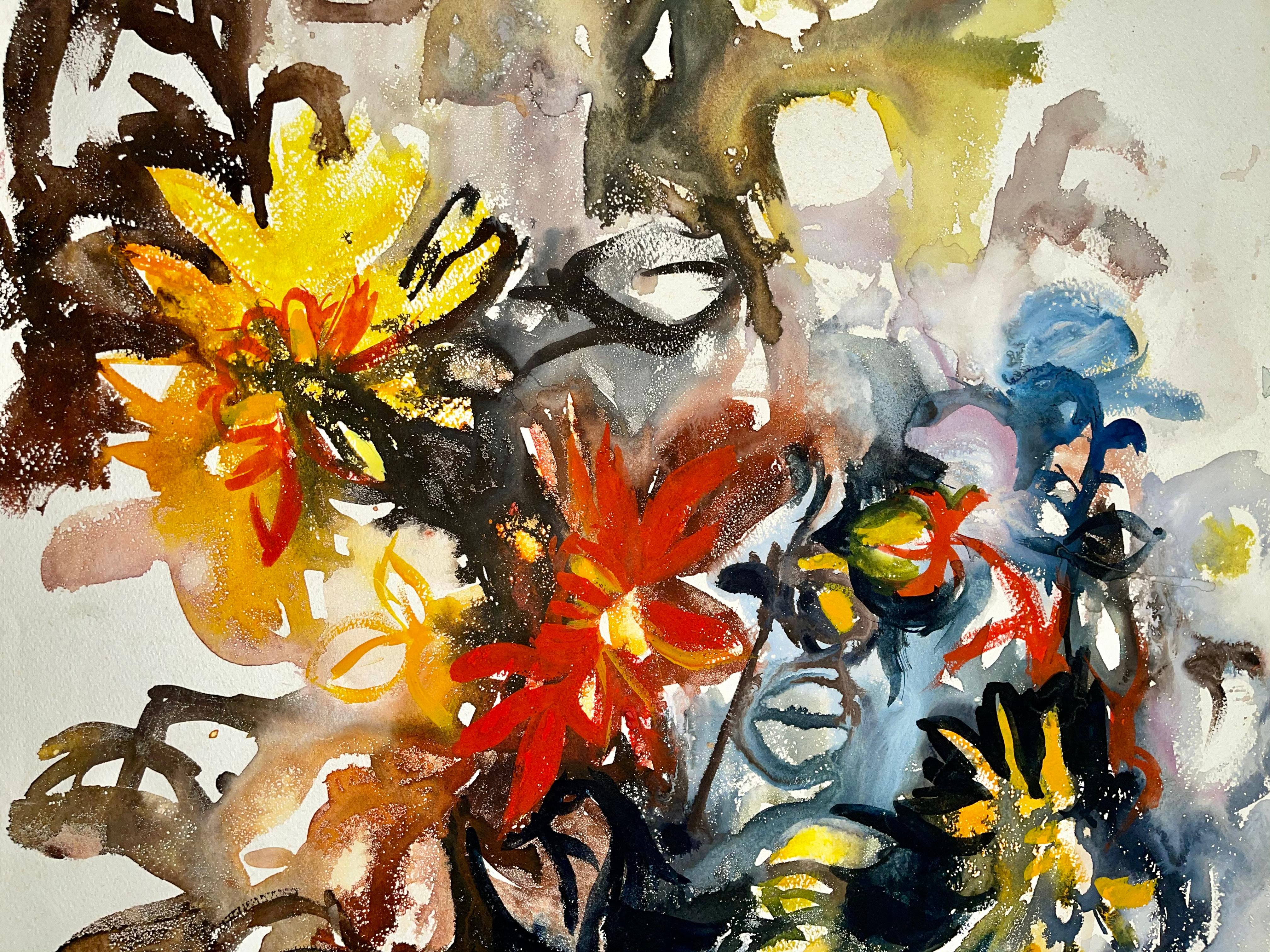 Untitled (Abstract Still Life with Flowers) - Impressionist Painting by Ian Hornak