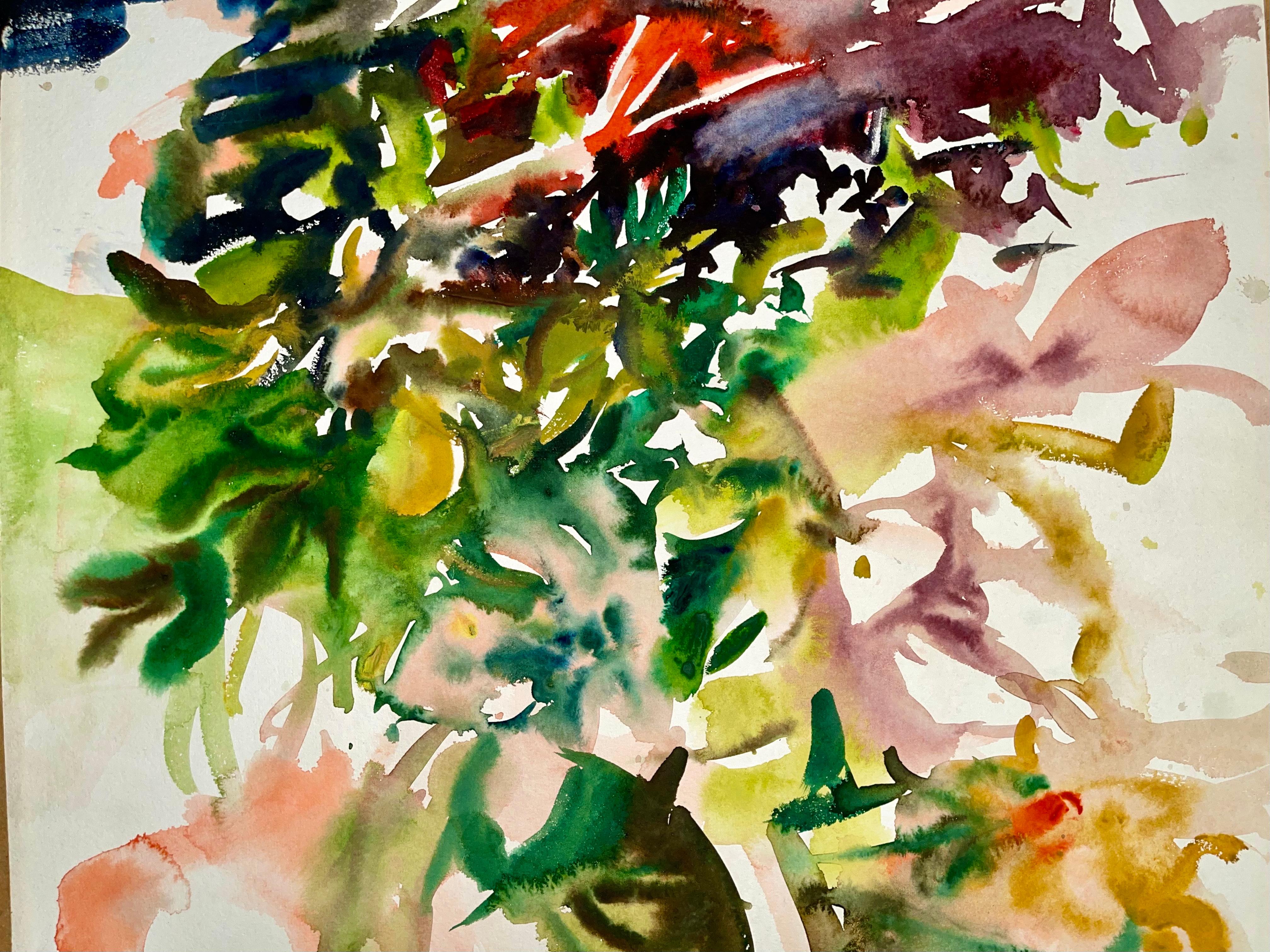 Untitled (Abstract Still Life with Flowers) - Impressionist Painting by Ian Hornak