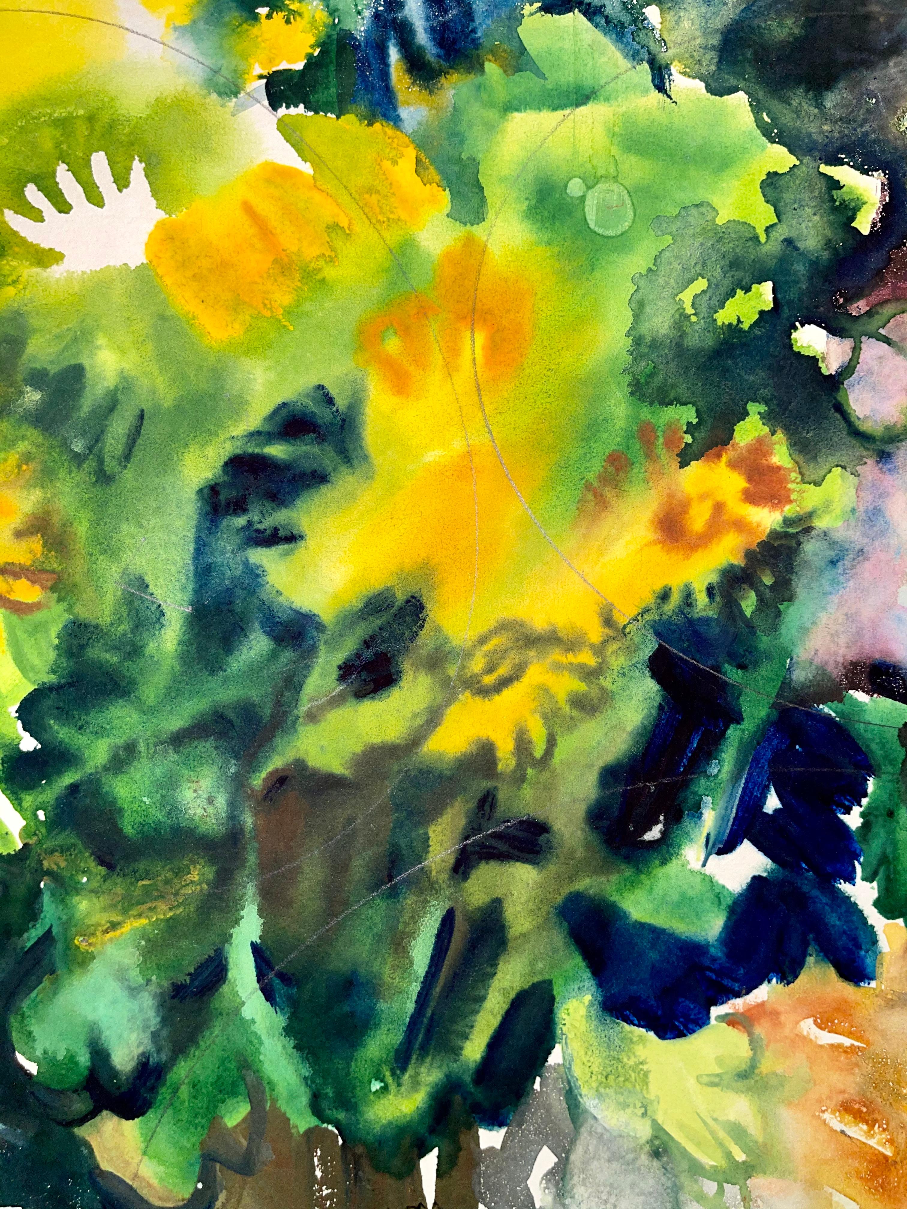 Sin título (Naturaleza muerta abstracta con flores) - Still-Life Painting Beige de Ian Hornak