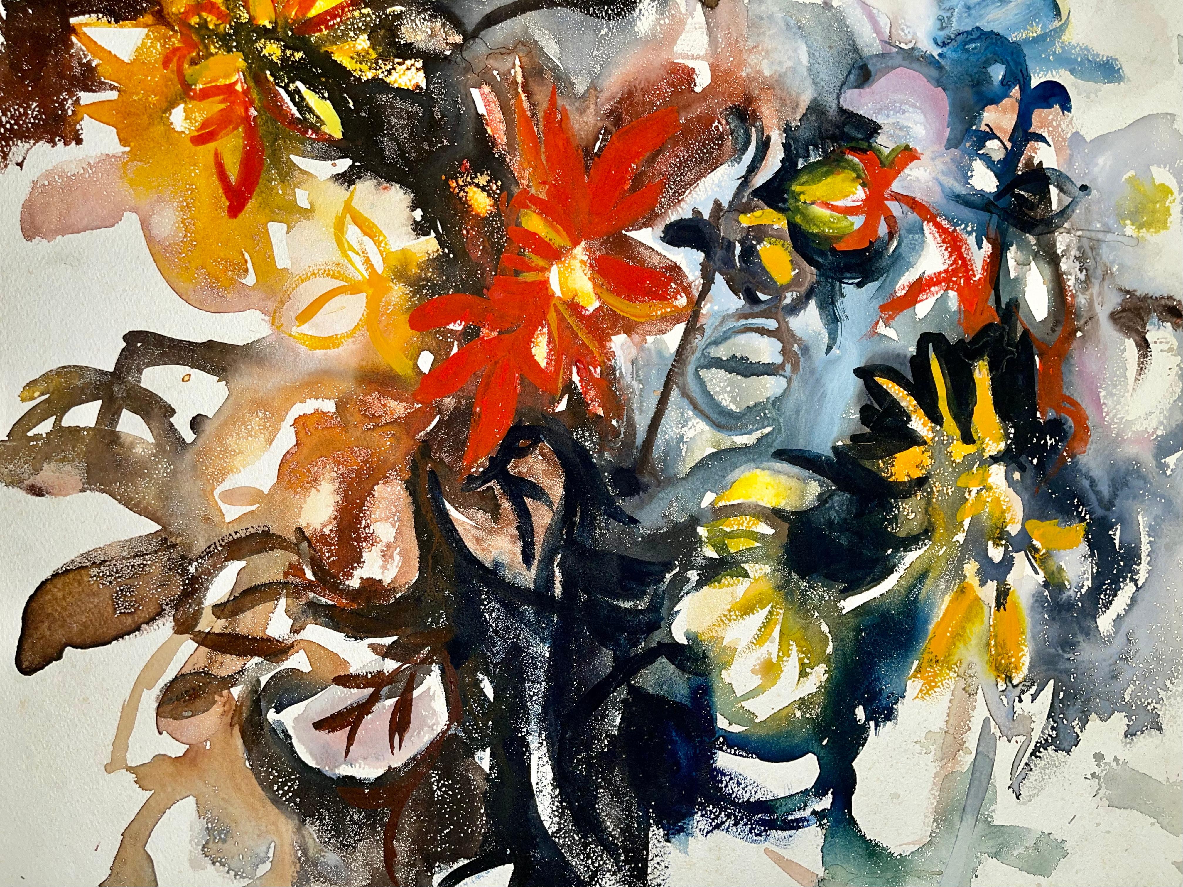 Untitled (Abstract Still Life with Flowers) - Beige Still-Life Painting by Ian Hornak