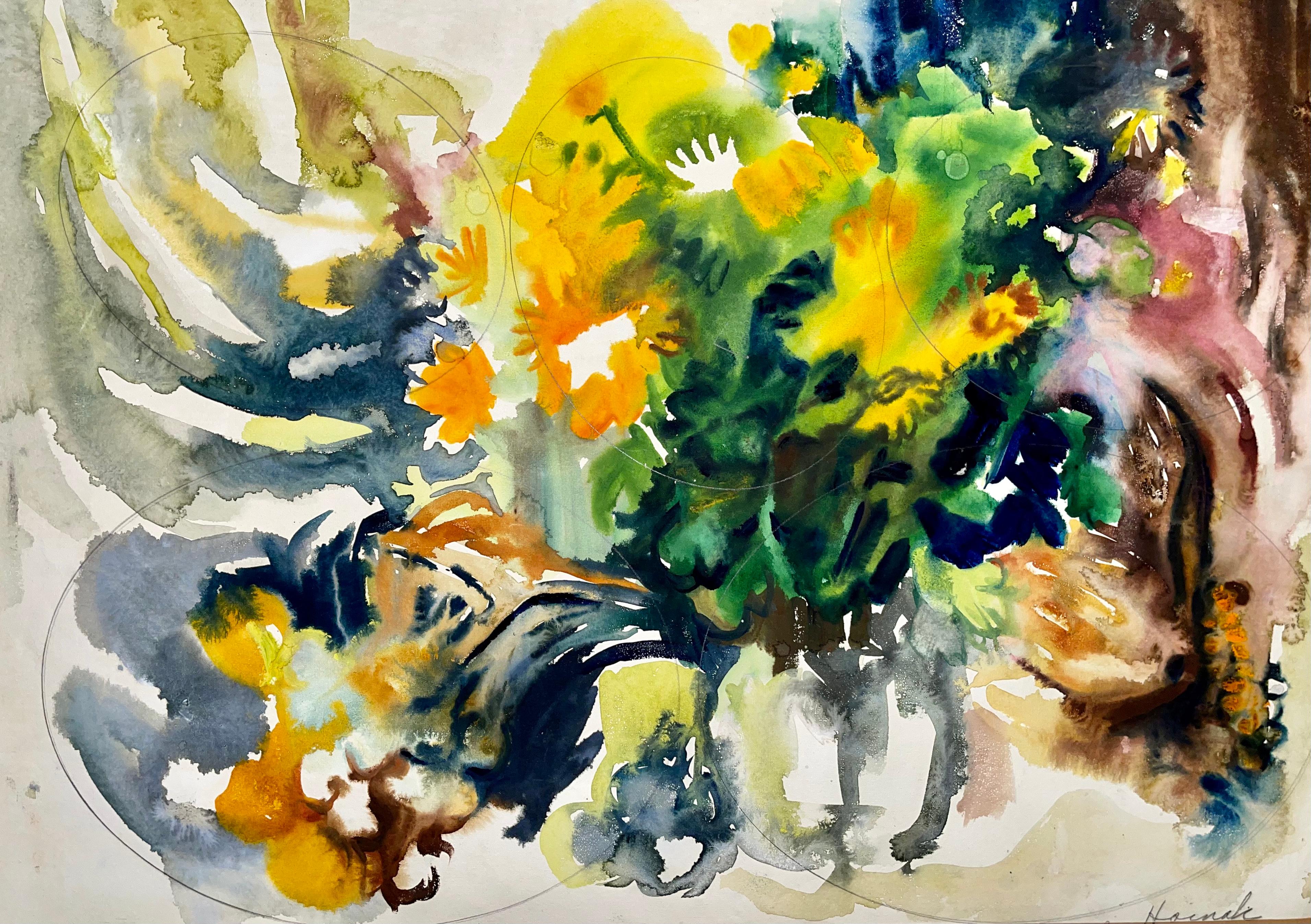 Still-Life Painting de Ian Hornak - Sin título (Naturaleza muerta abstracta con flores)