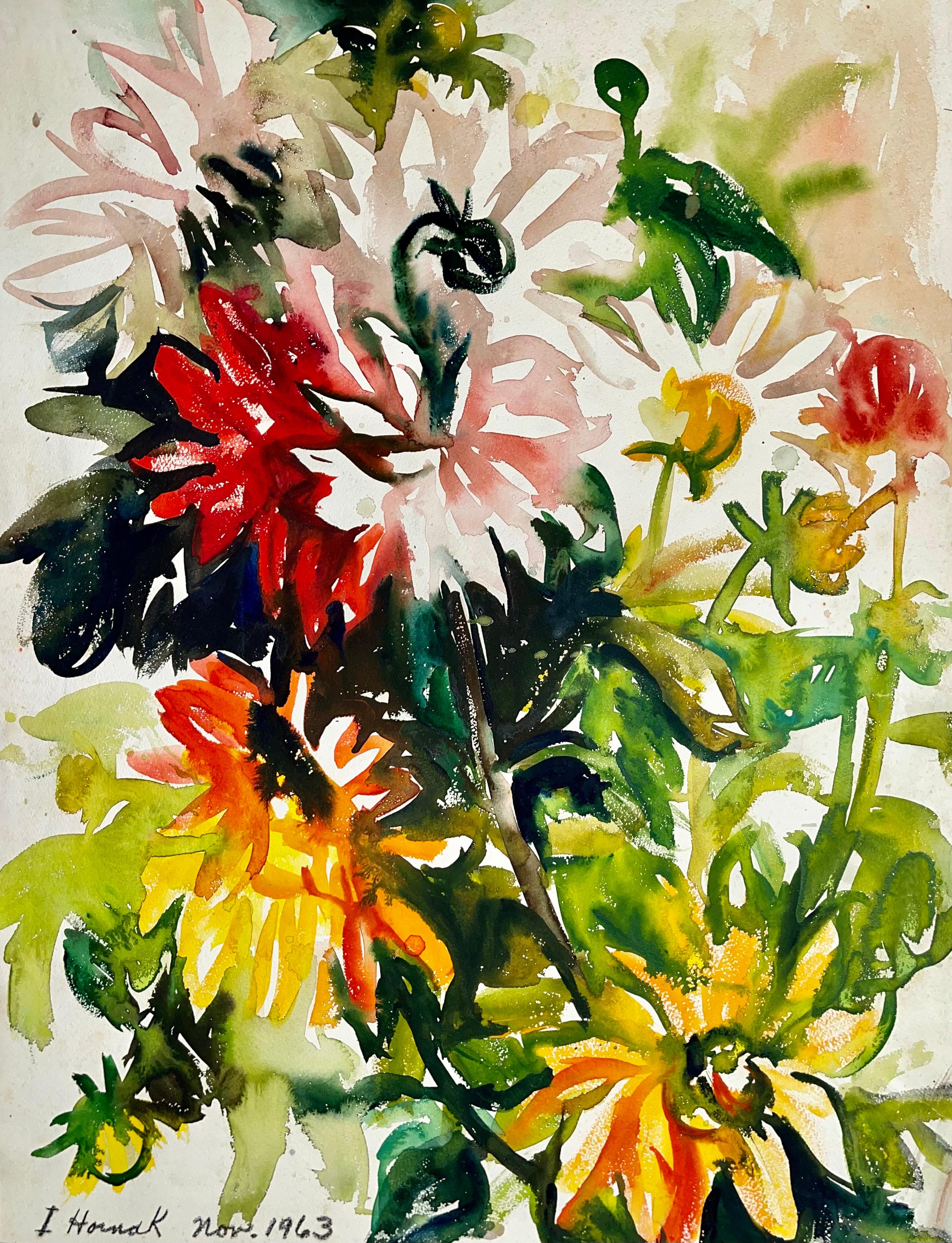 Still-Life Painting Ian Hornak - Sans titre ( Nature morte abstraite avec fleurs)