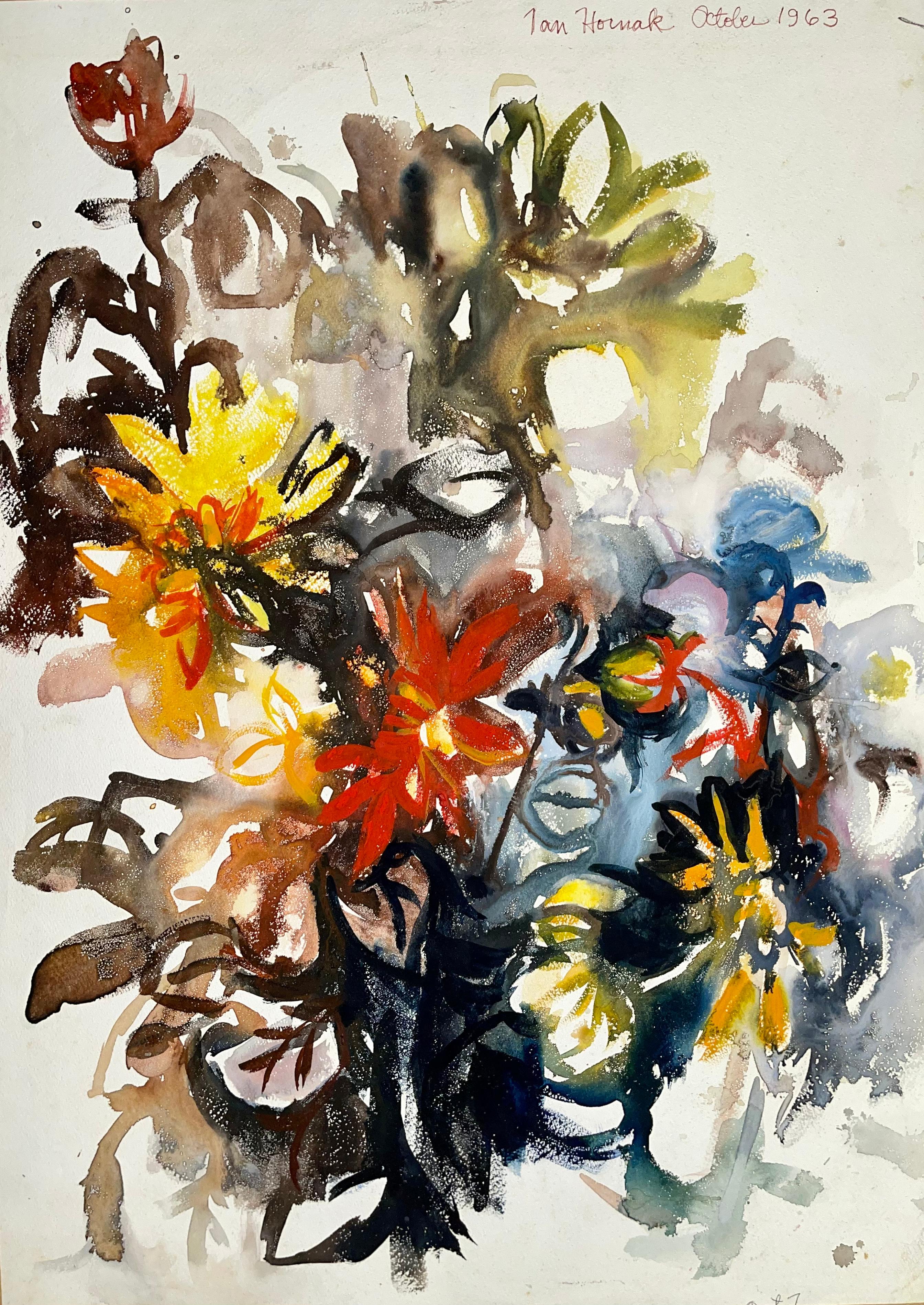 Ian Hornak Interior Painting - Untitled (Abstract Still Life with Flowers)