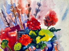 Senza titolo (Natura morta astratta con fiori, piante e bottiglie)