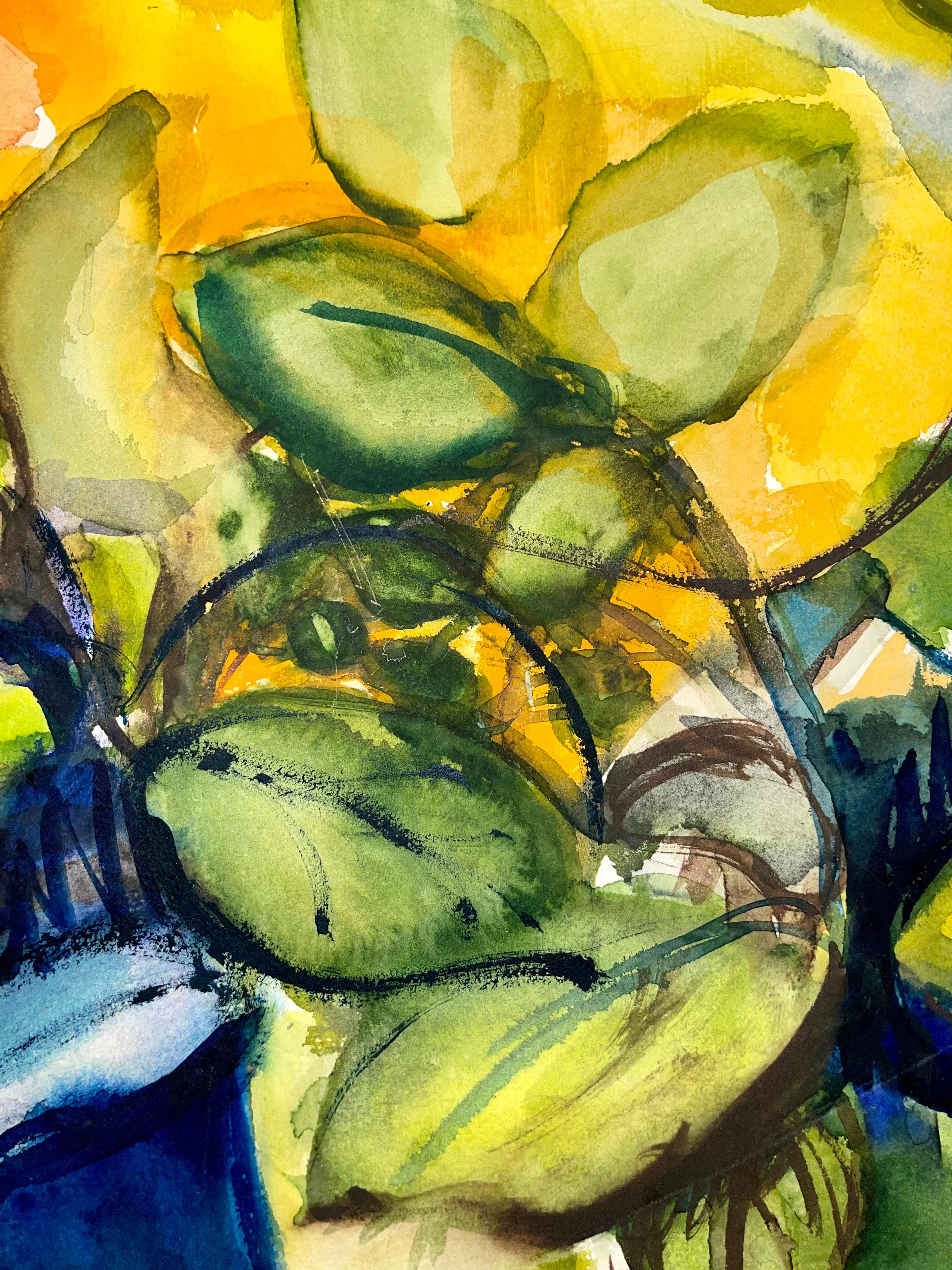Sans titre (Nature morte abstraite avec fleurs, plantes et poivrons) en vente 5