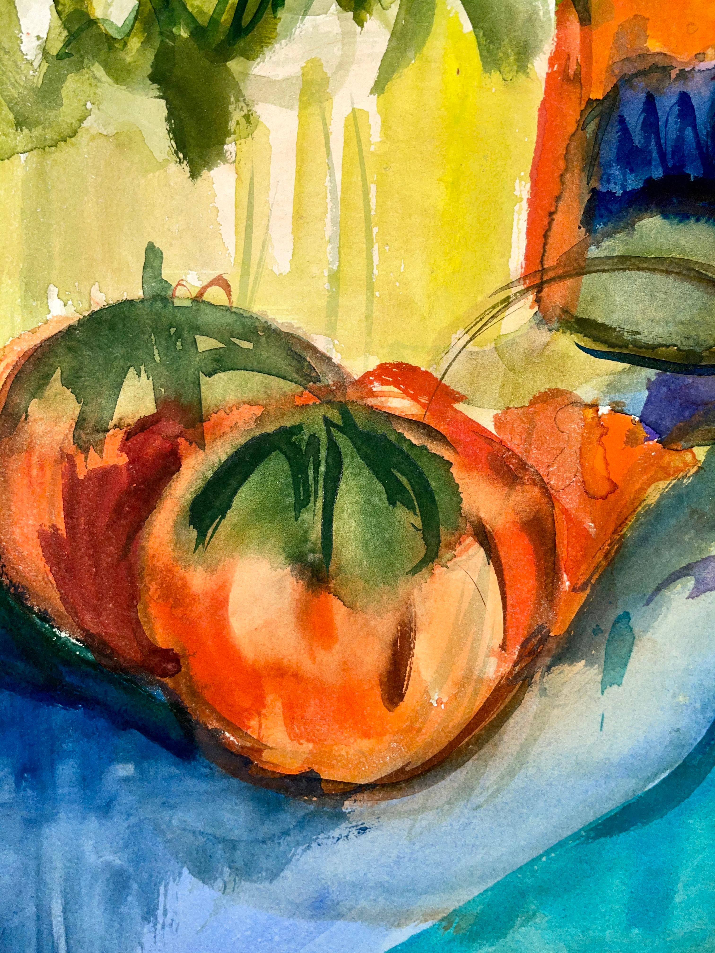 Sans titre (Nature morte abstraite avec fleurs, plantes et poivrons) en vente 1