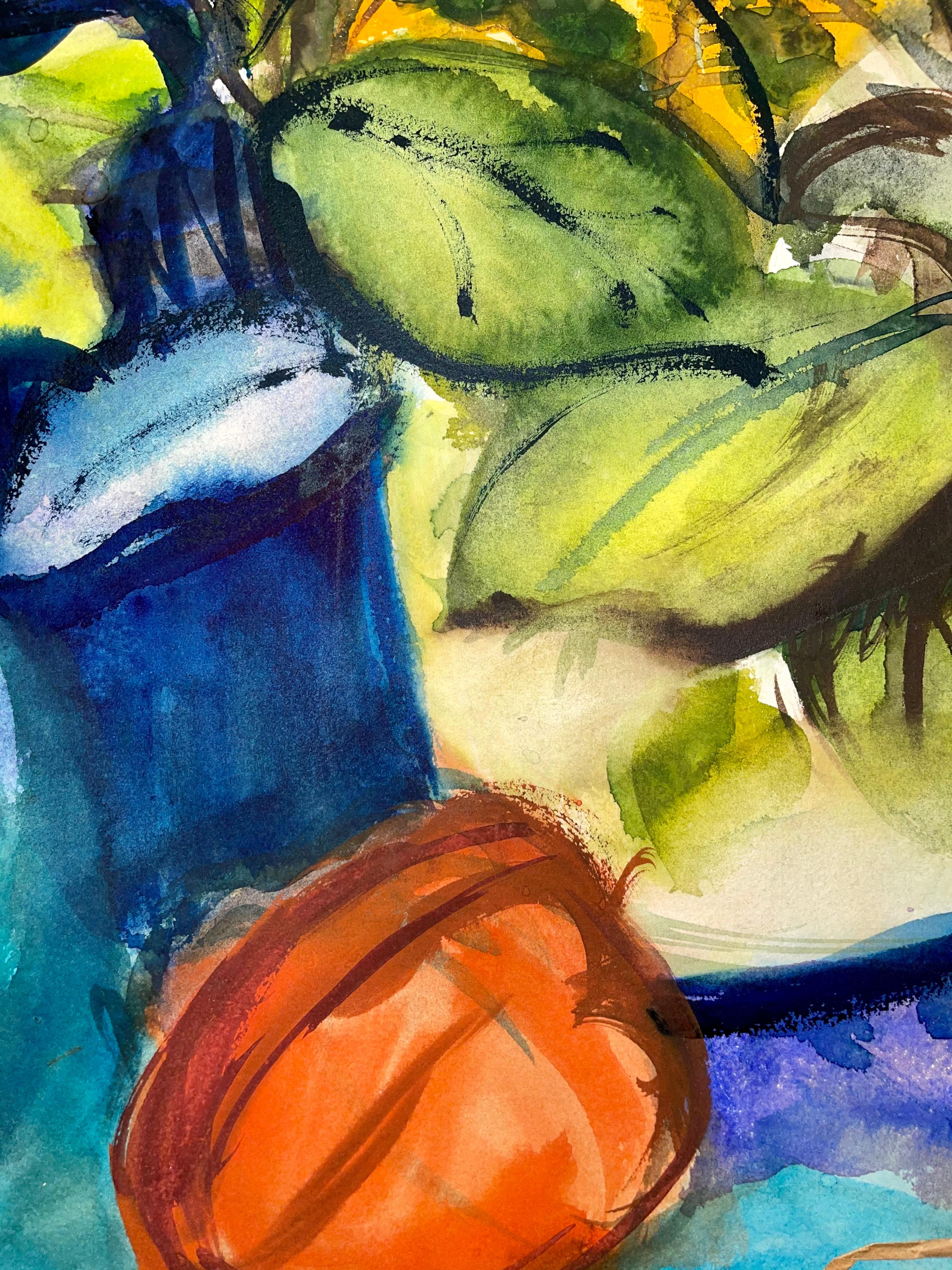 Sans titre (Nature morte abstraite avec fleurs, plantes et poivrons) en vente 2