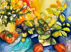 Senza titolo (Natura morta astratta con fiori, piante e peperoni)