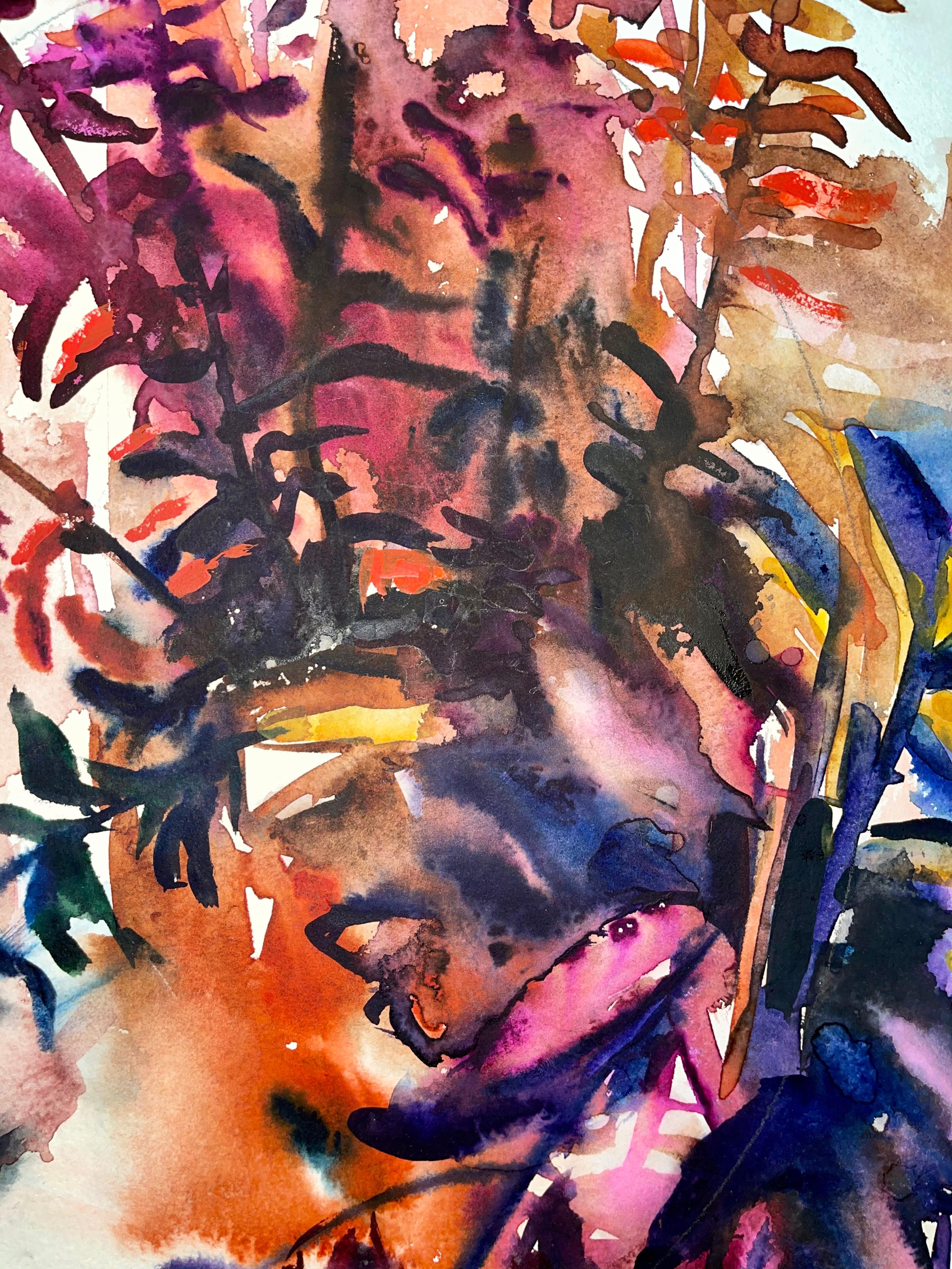 Sans titre (Nature morte abstraite avec table, fleurs et fruits) en vente 1
