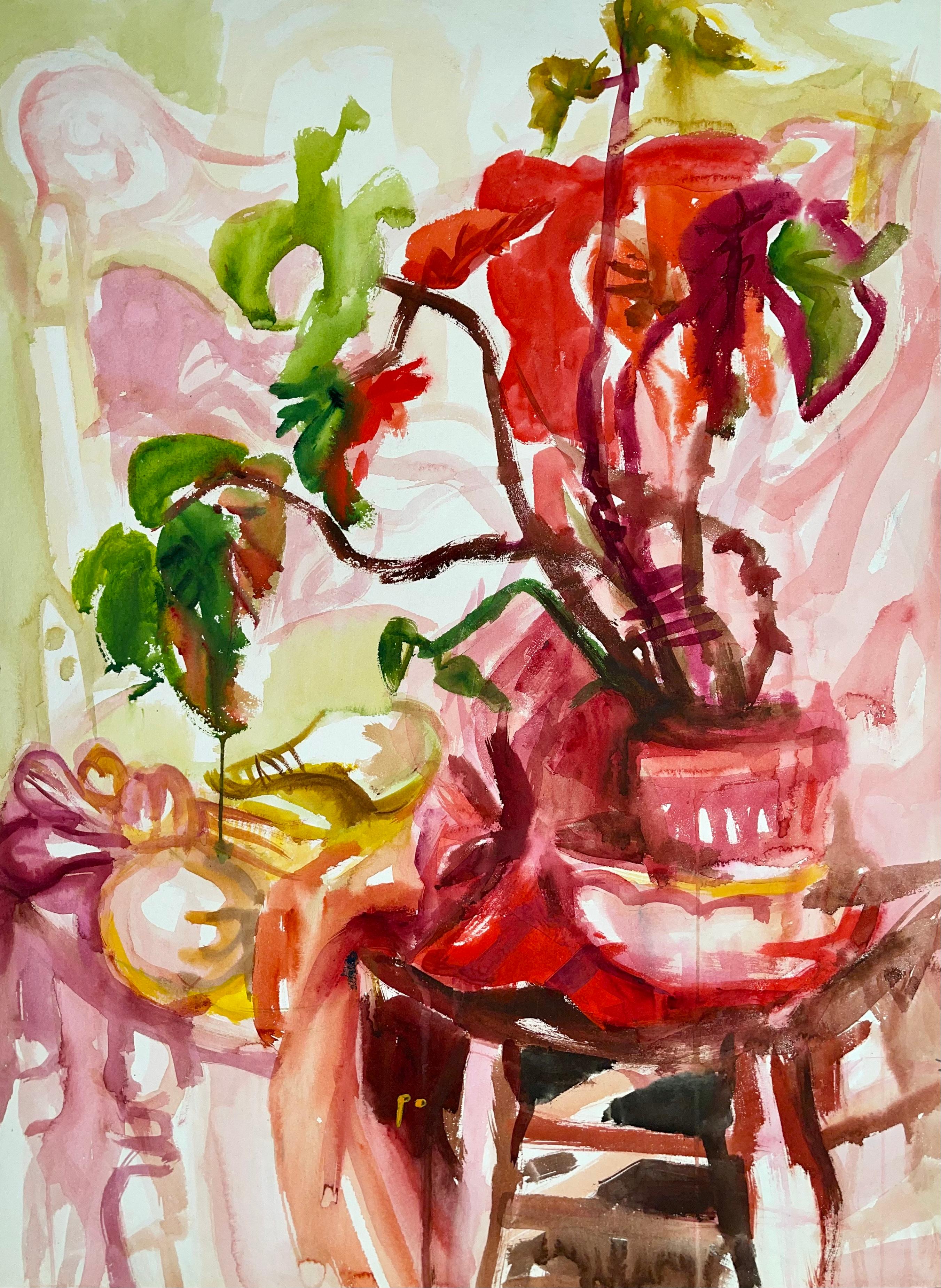 Ian Hornak Still-Life Painting - Untitled (Abstract Summer Still Life with Flowers and Plants)