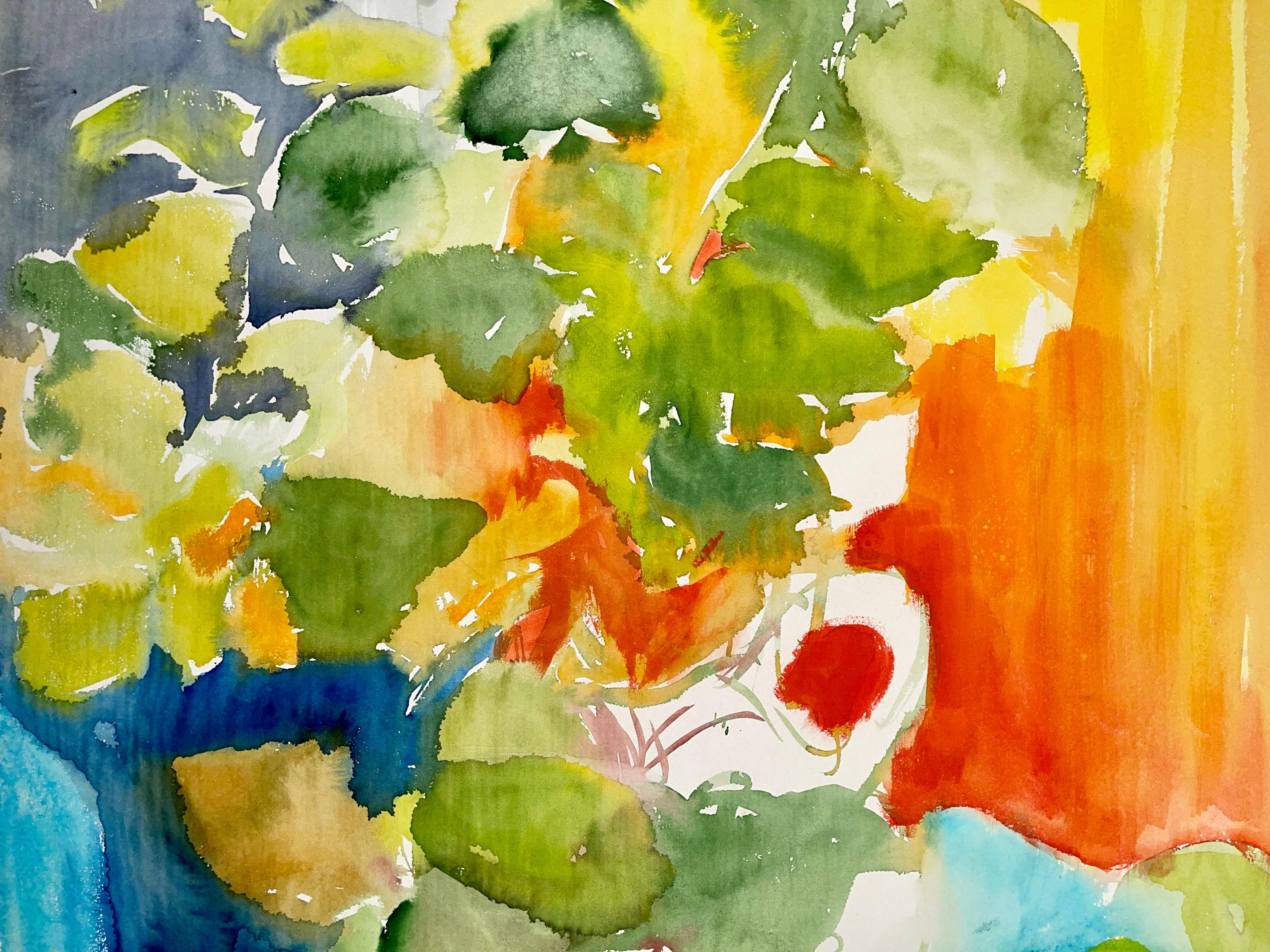 Sans titre ( Nature morte d'été abstraite avec plantes et poivrières) - Impressionnisme Painting par Ian Hornak