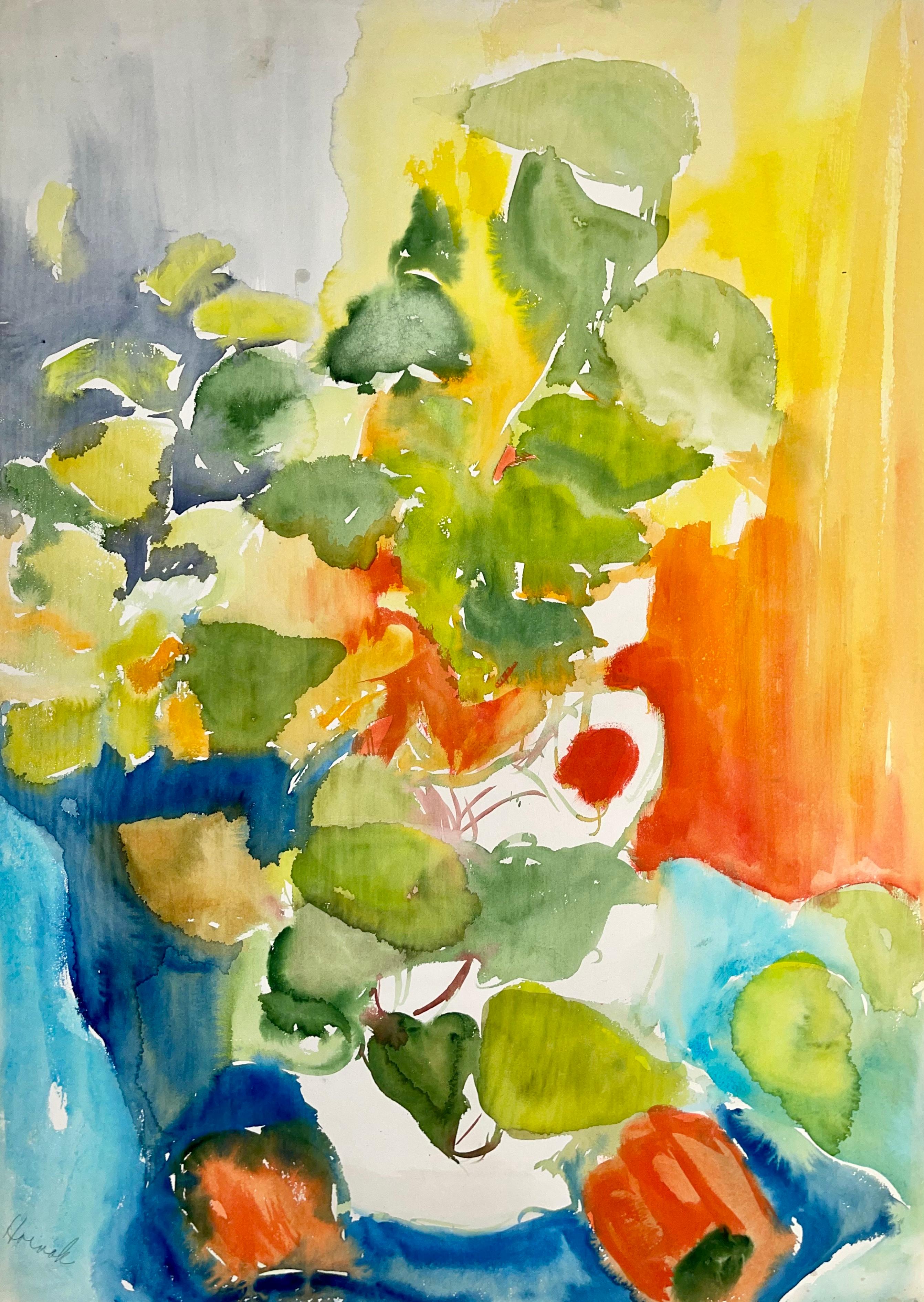Ian Hornak Still-Life Painting - Untitled (Abstract Summer Still Life with Plants and Peppers)