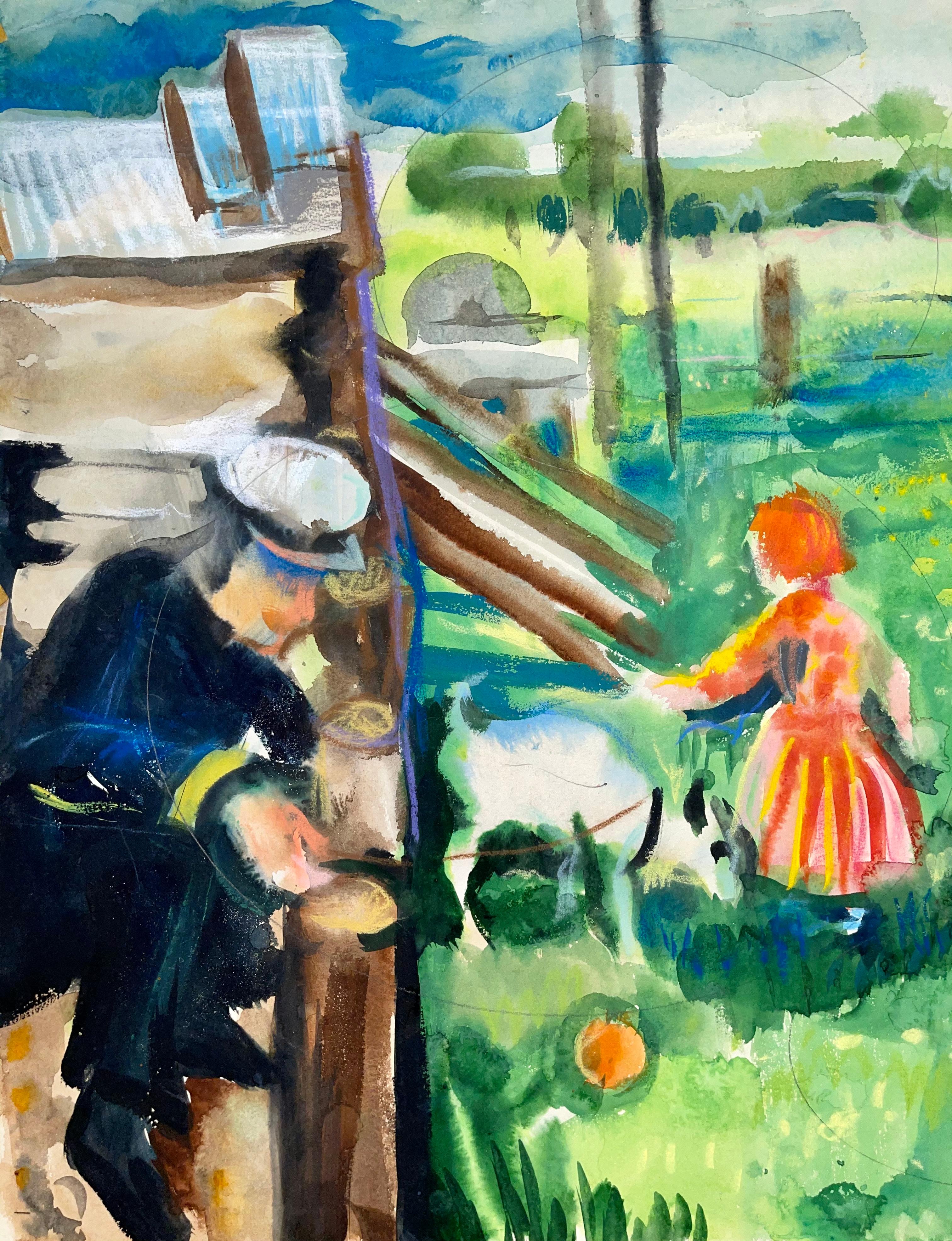 Untitled (Neo-Impressionist Figures in Landscape) - Painting by Ian Hornak