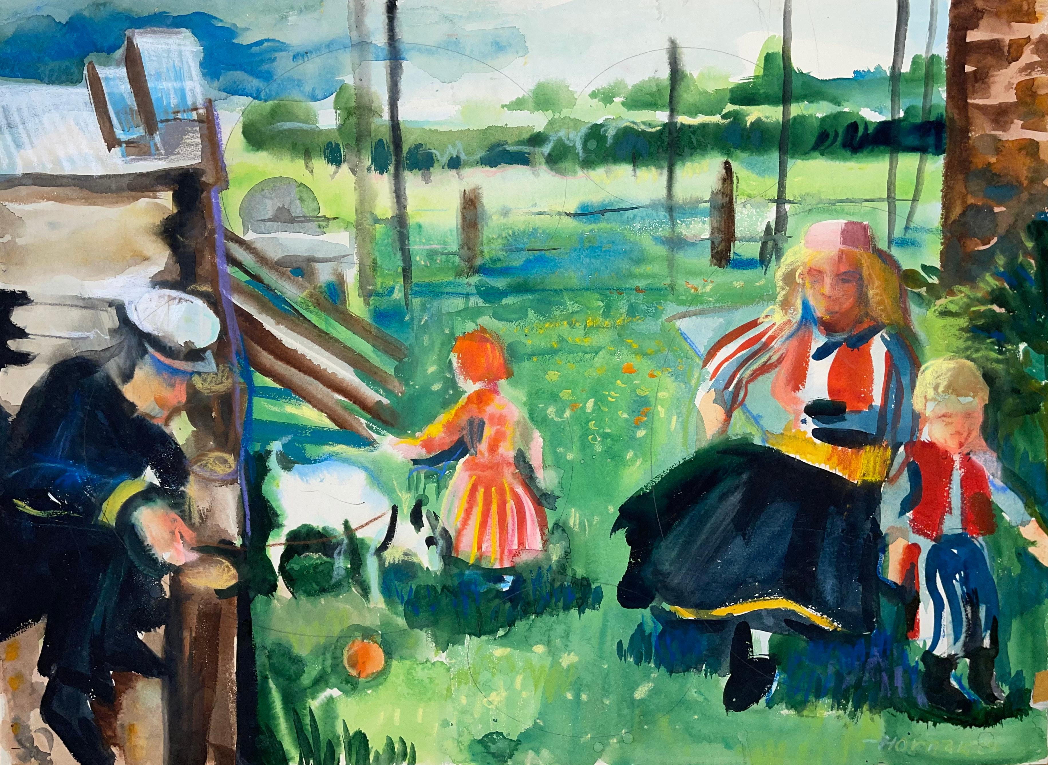 Sin título (Figuras neoimpresionistas en un paisaje)
