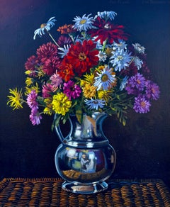 Für Frank (Blumenstrauß mit Selbstporträt), 1976, Ian Hornak - Malerei