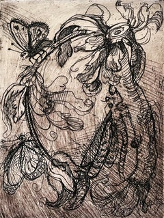 Ian Hornak, Butterflies Among Fantastical Blossoms, Circa 1963