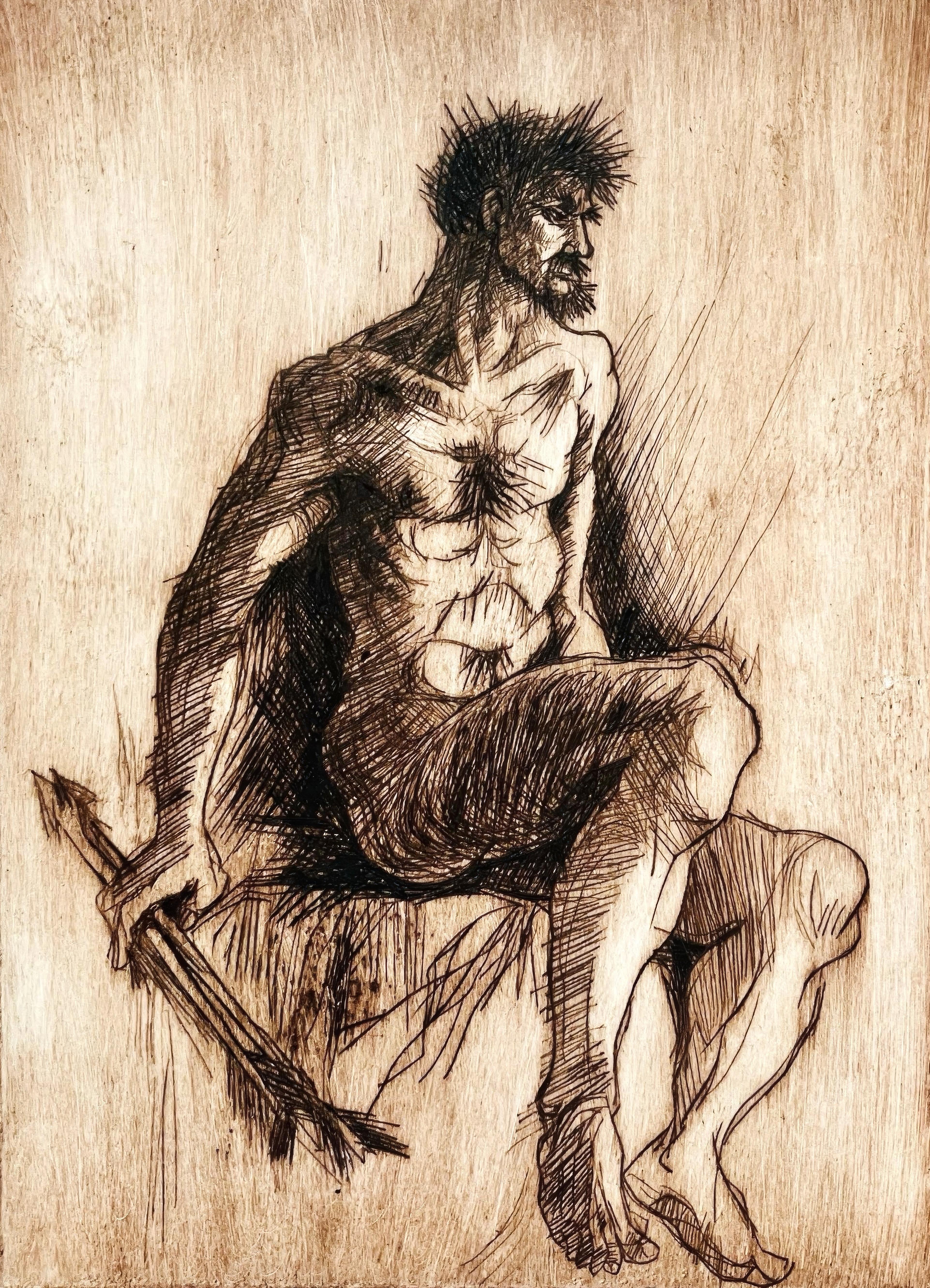 Cette magnifique gravure de Ian Hornak (1944-2002), intitulée Saint Sébastien, a été réalisée CIRCA 1963, alors que l’artiste était encore étudiant. Créée pendant les années de formation artistique de Hornak, la composition offre un aperçu fascinant