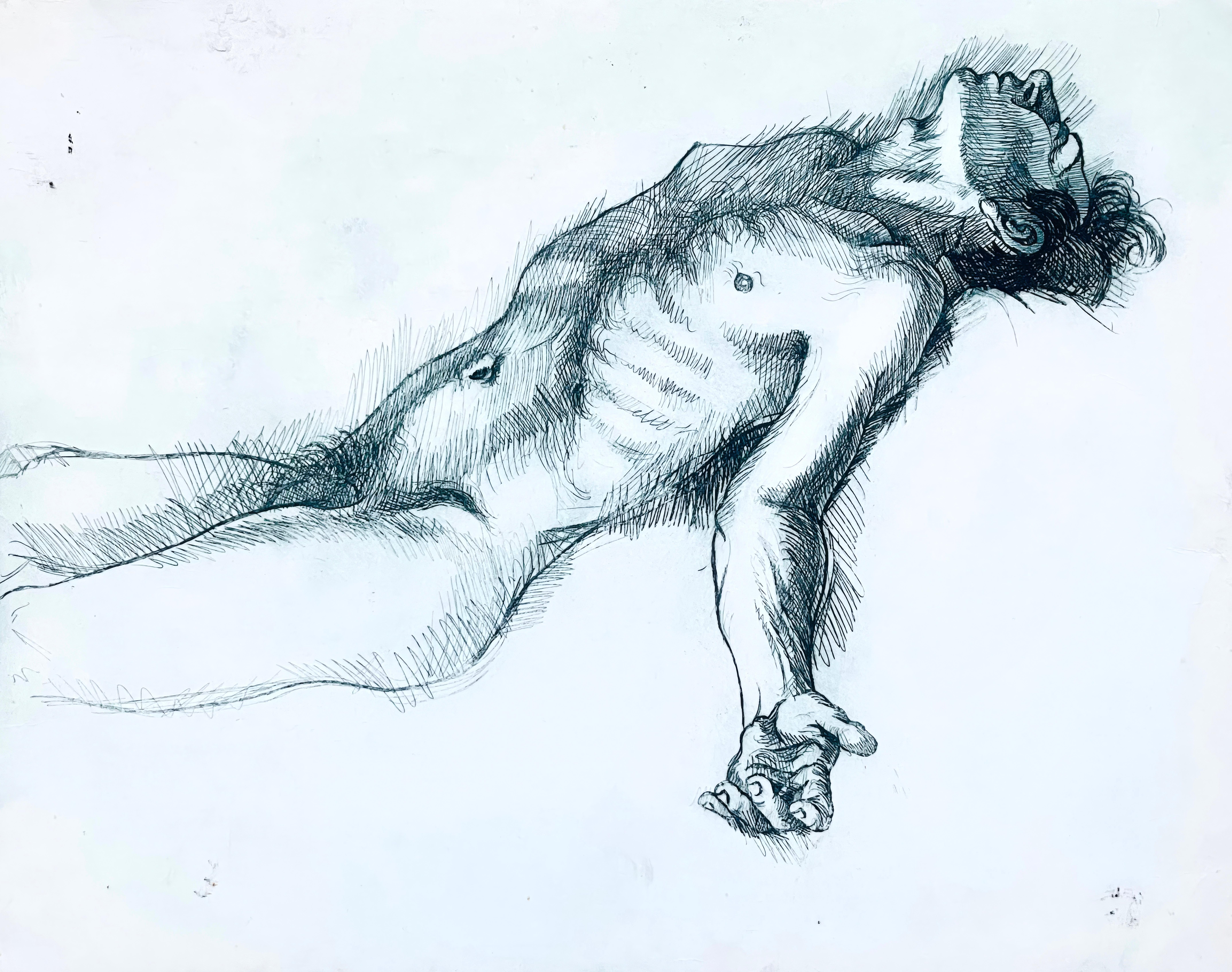This exquisite etching by Ian Hornak (1944–2002), titled Study for a Pieta, was executed circa 1963 during the artist’s undergraduate studies. Created during the formative years of Hornak’s artistic development, this emotionally charged composition