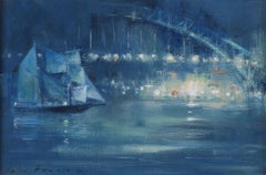 20th Century Signed Antique Oil on Board Painting: 'Sydney Harbour'