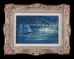 20th Century Signed Antique Oil on Board Painting: 'Sydney Harbour'