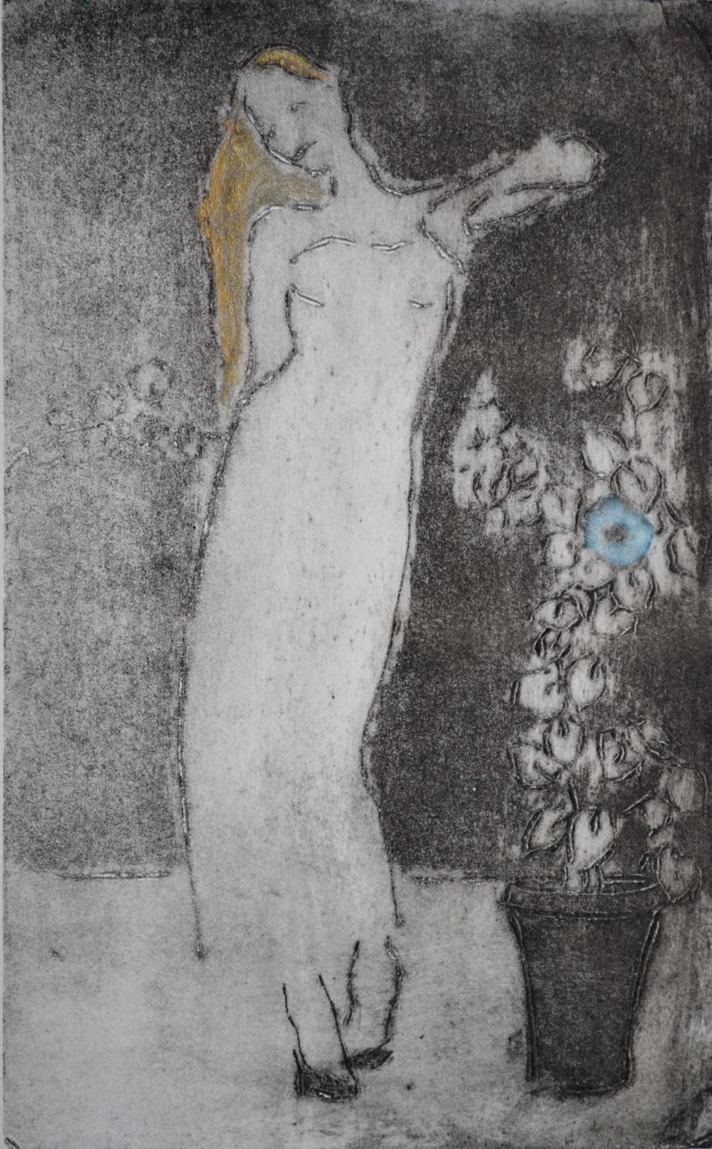 Ian Laurie Nude Print - "Party Girl" Contemporary limited edition etching