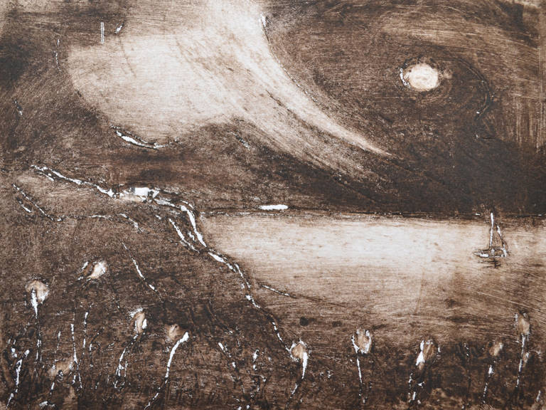 Ian Laurie Landscape Painting - Sepia Seascape, Limited Edition Etching