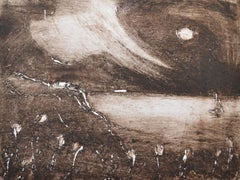 Paysage marin sépia, gravure en édition limitée