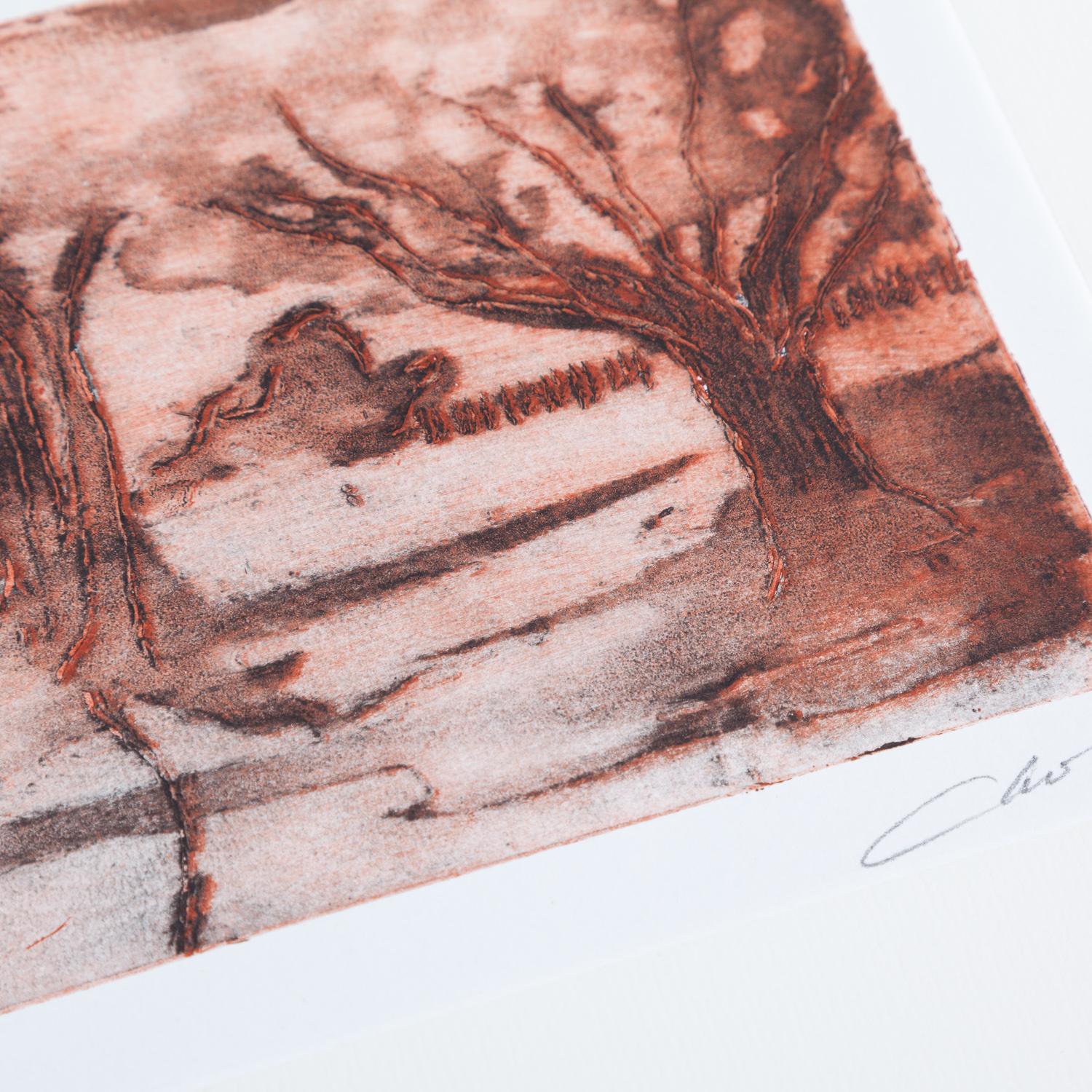 Signed Abstract Etching of Trees - Print by Ian Laurie