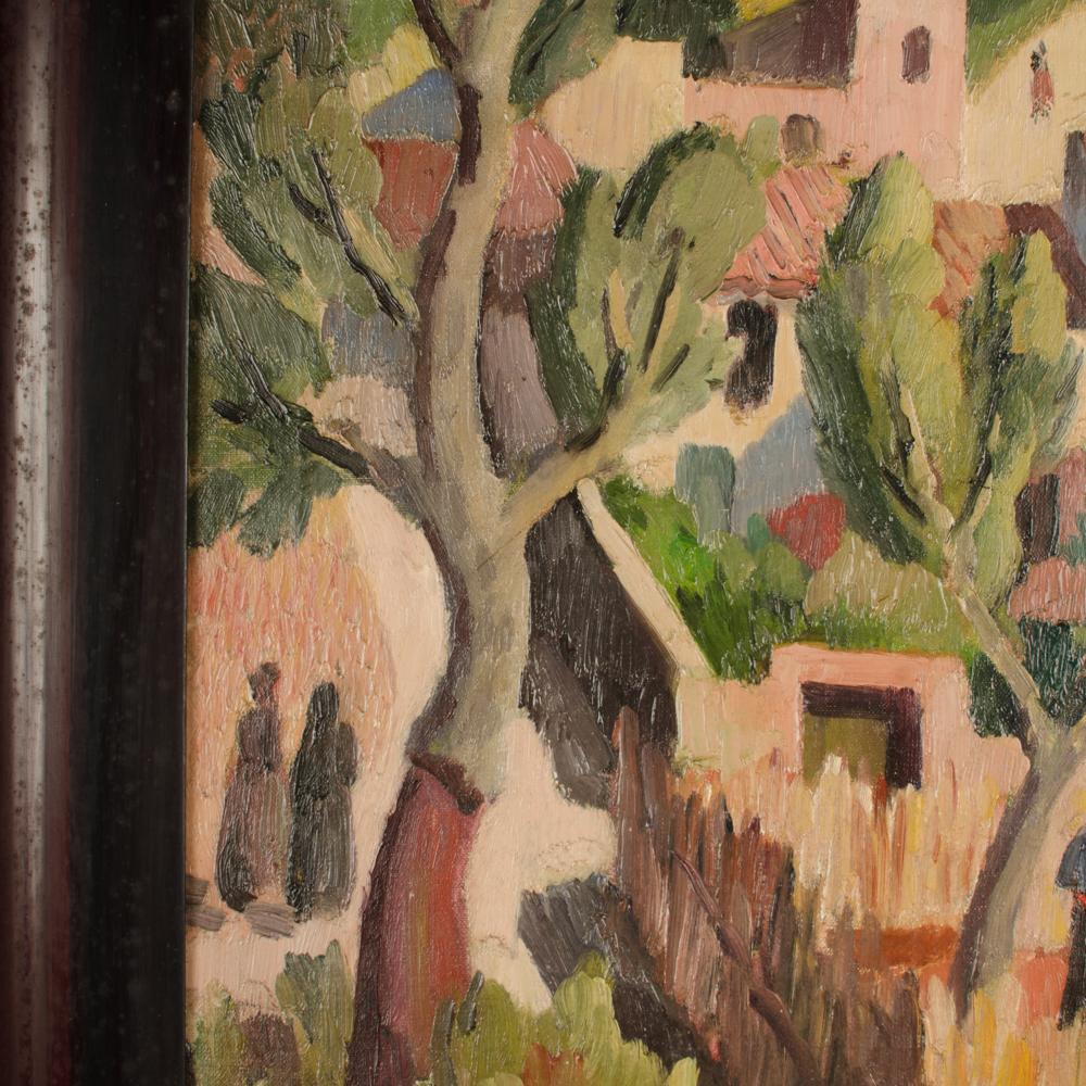 Ian Macnab (Schottland, geb. 1890 - d. 1967) Gemälde „Talking in Village“, Gemälde. (Leinwand) im Angebot