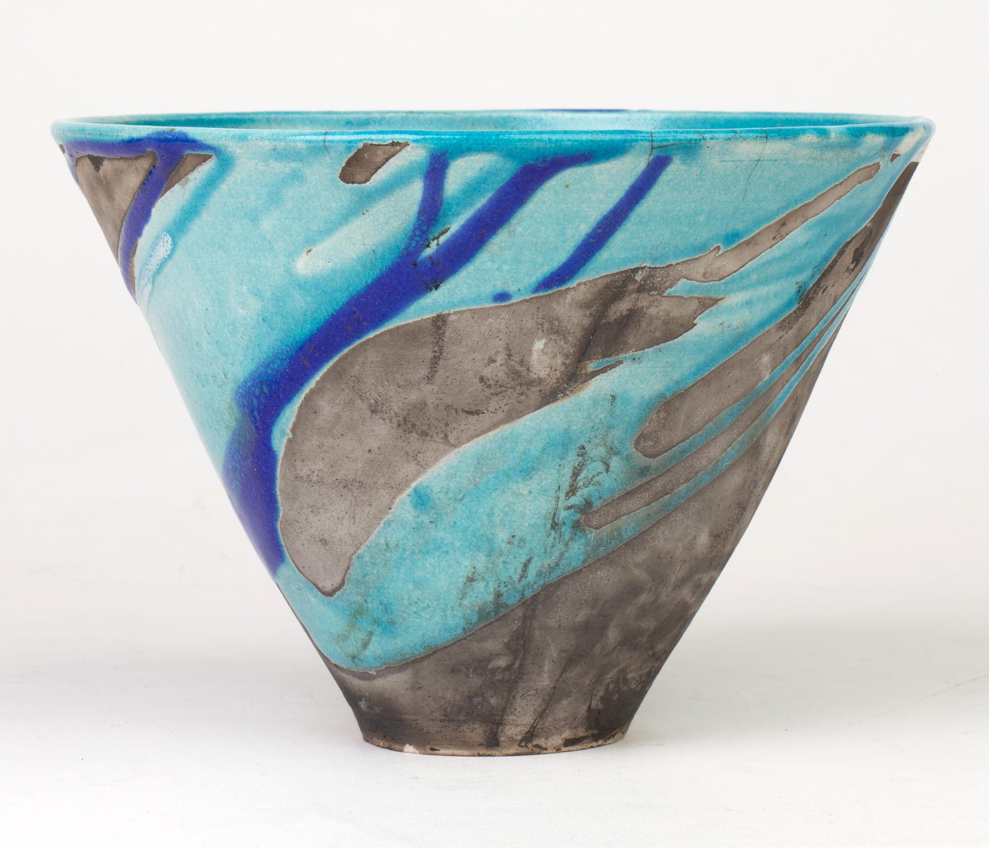 Hand-Crafted Ian & Maggie Kinnear Oathlaw Pottery Scottish Studio Pottery Glazed Raku Bowl