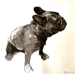 Gorgeous French Bulldog in Black & White Ink in Contemporary Minimalist Style