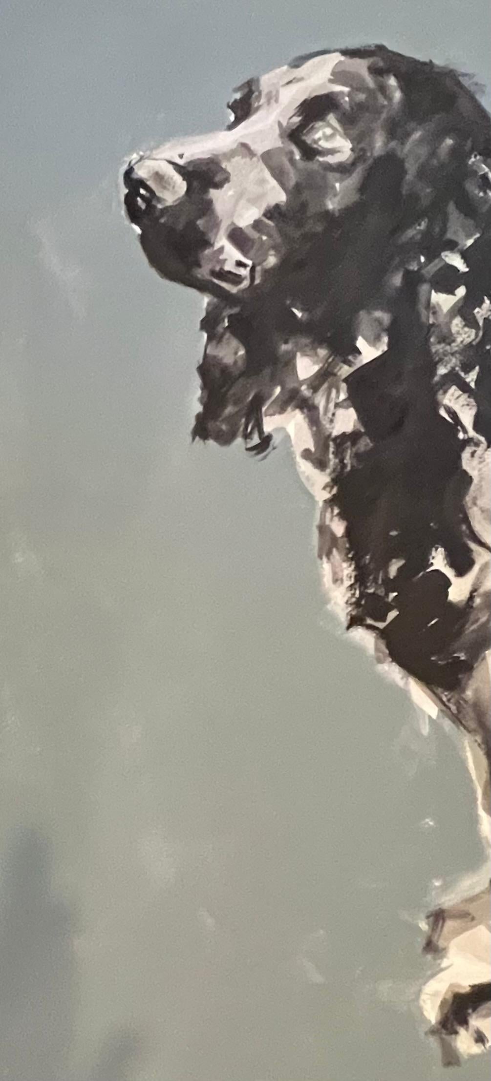 Inchiostro minimalista su carta di pezza indiana di un cane Spaniel del britannico Ian Mason in vendita 2