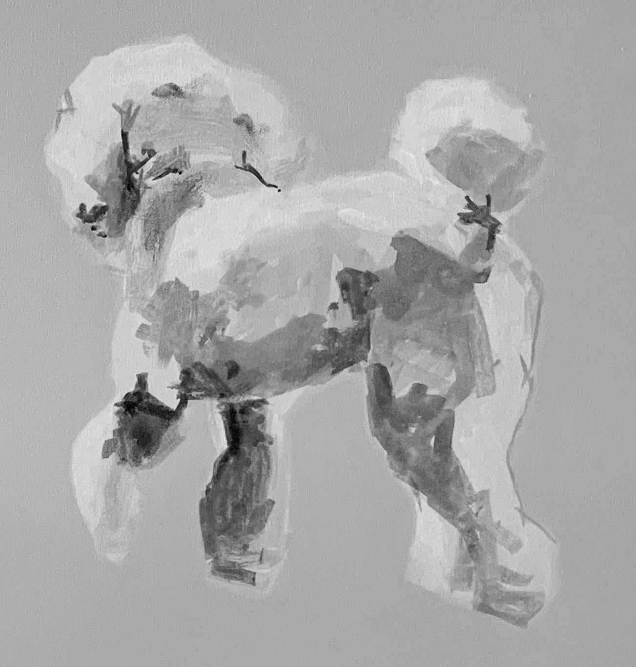 dog painting black and white