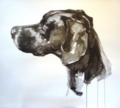 Stunning Contemporary German Shorthair Pointer Ink Painting Exudes Power & Focus
