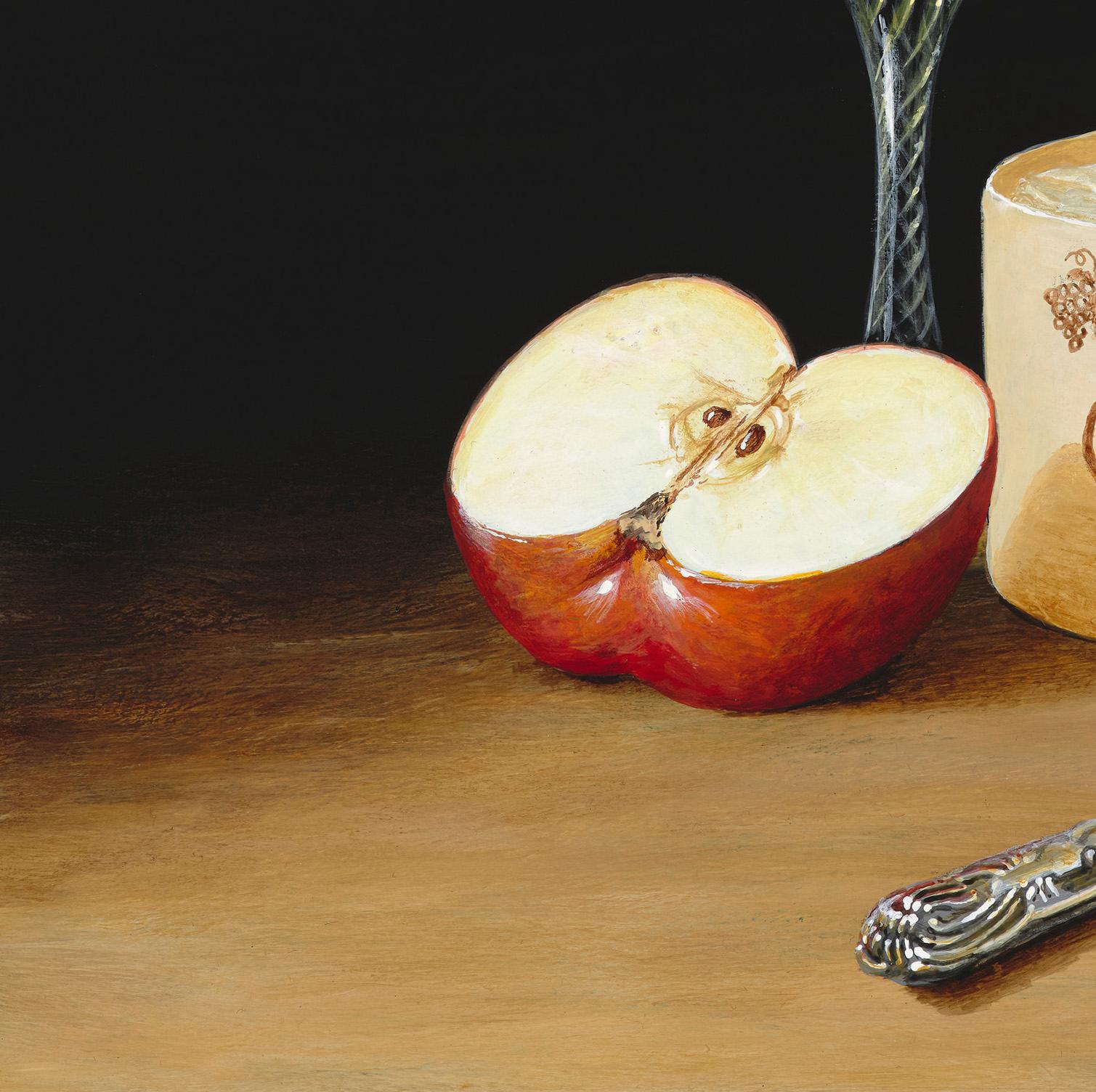 Apple, Chees & Champagne - Painting by Ian Mastin