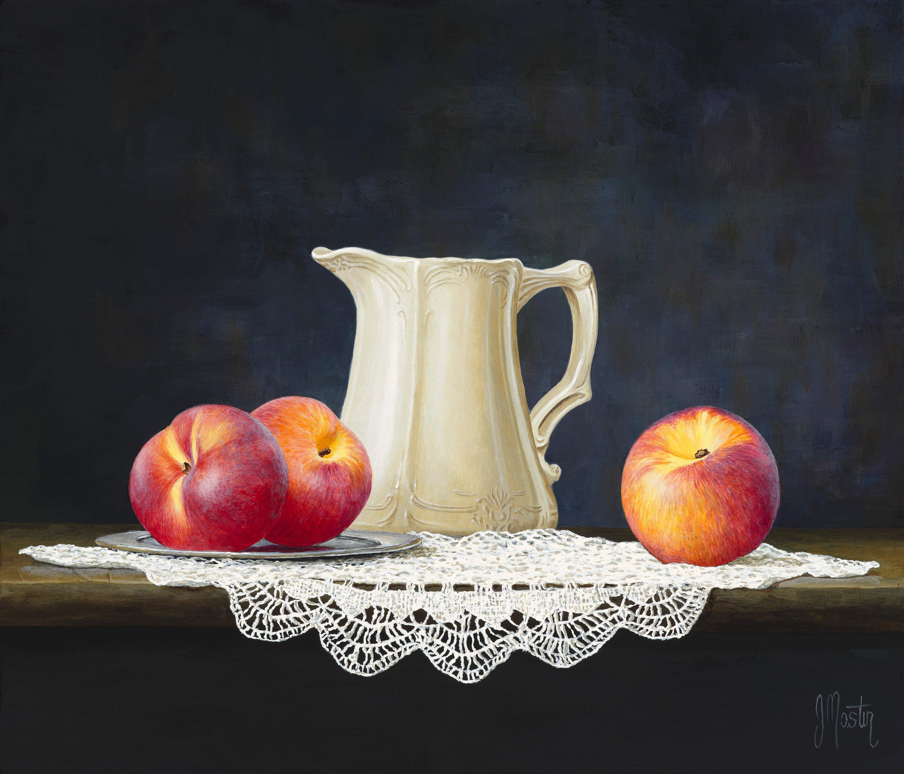 Ian Mastin Still-Life Painting - Peaches & Cream