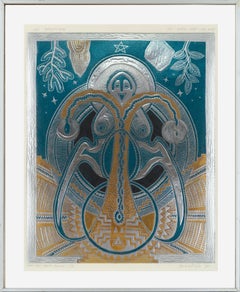 Gavrinis Earth Goddess, Psychedelic Visionary Metallic Reversible Print, 1/75
