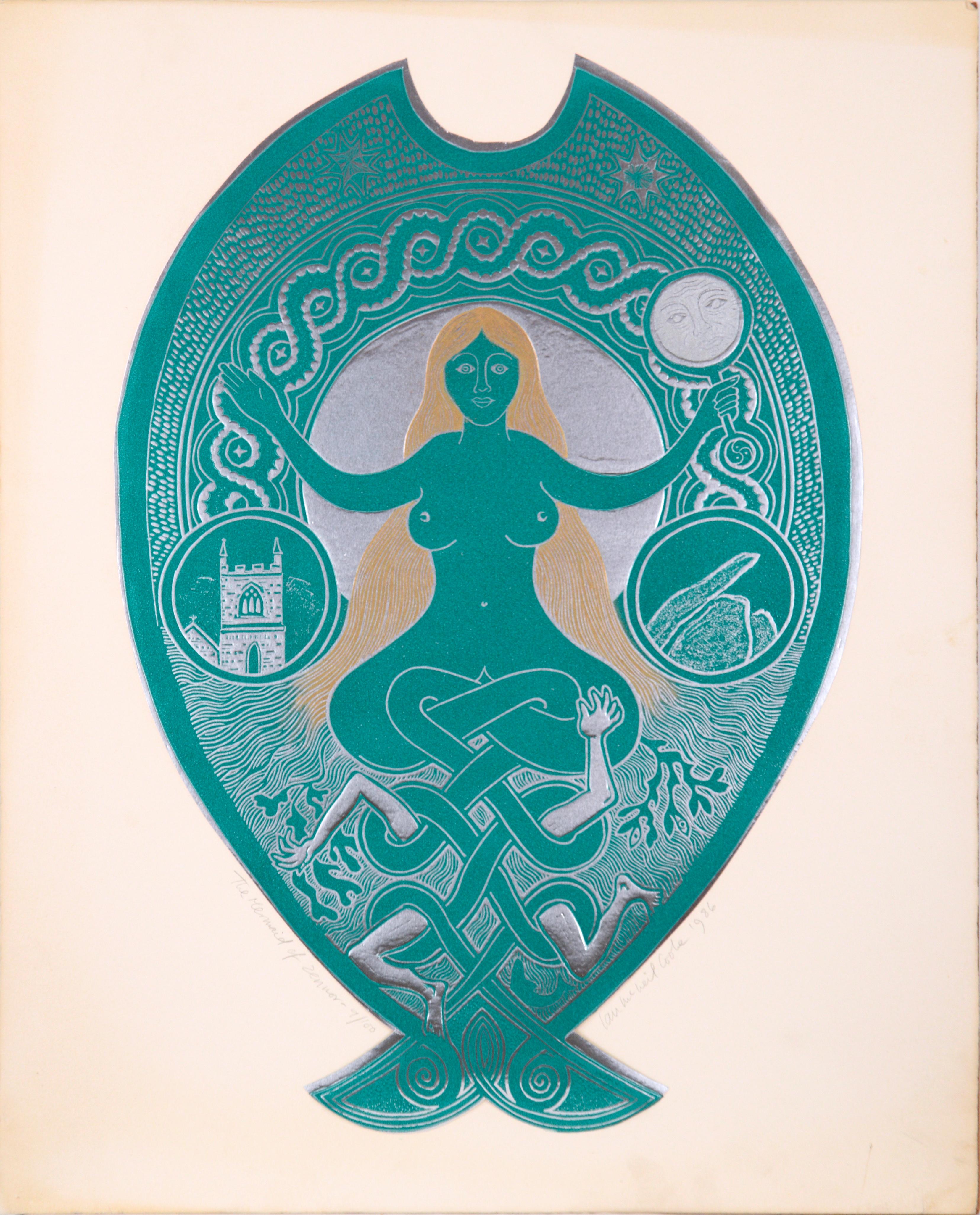 "The Mermaid of Zennor" - Psychedelic Visionary Metallic Print, 9/100