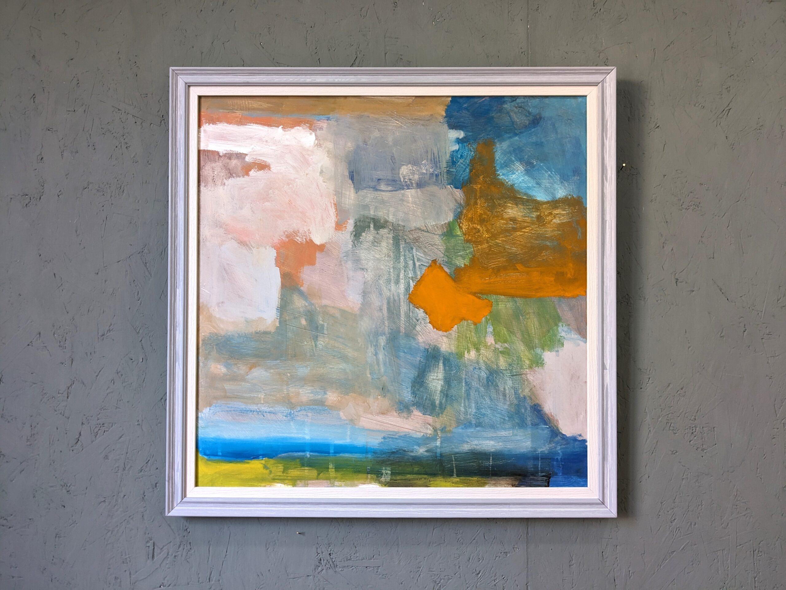 Peinture à l'huile abstraite Contemporary Seascape encadrée - Summer Abstraction - Painting de Ian Mood